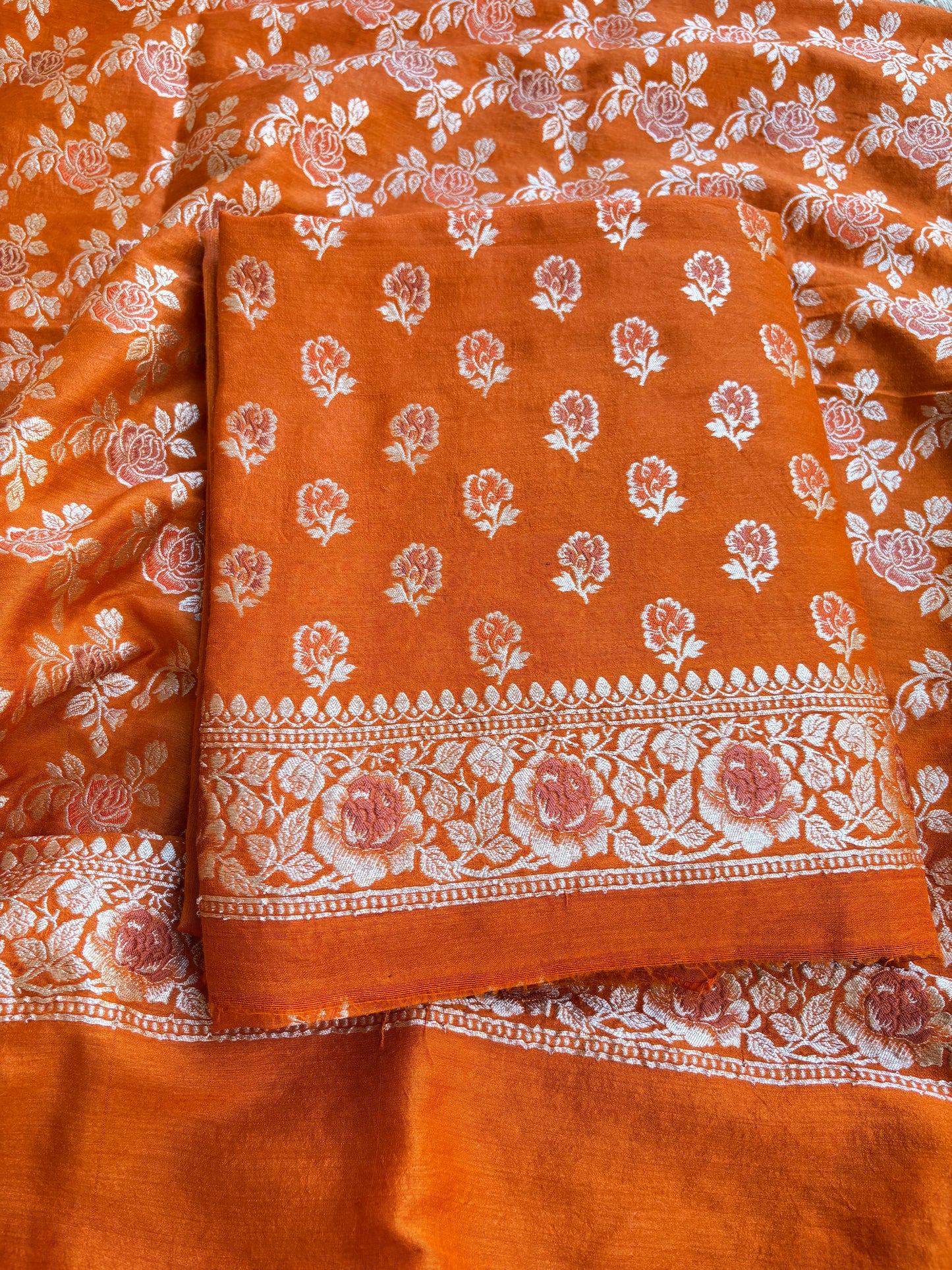 Orange moonga silk suit set