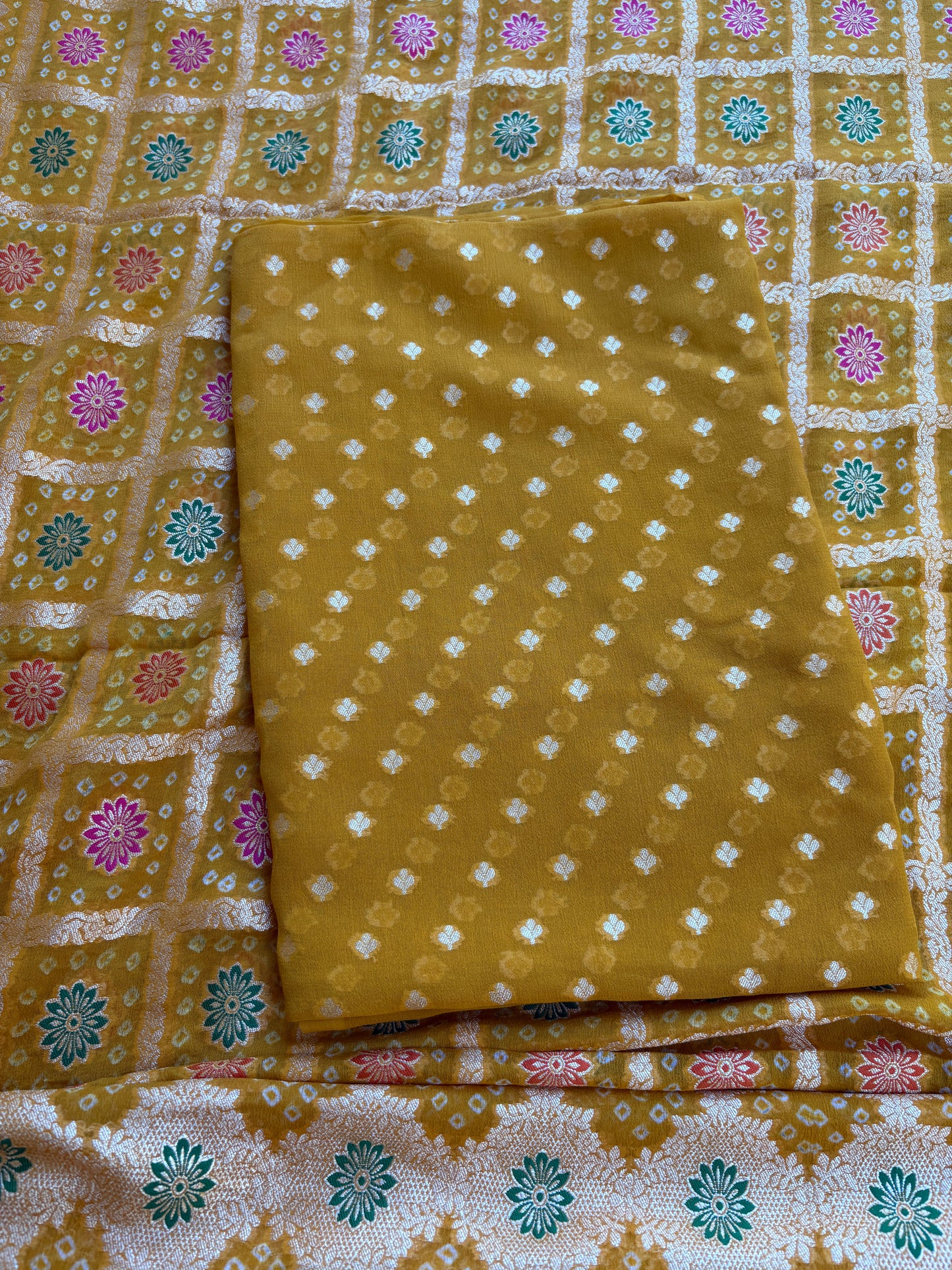 Mustard Khaddi georgette suit set