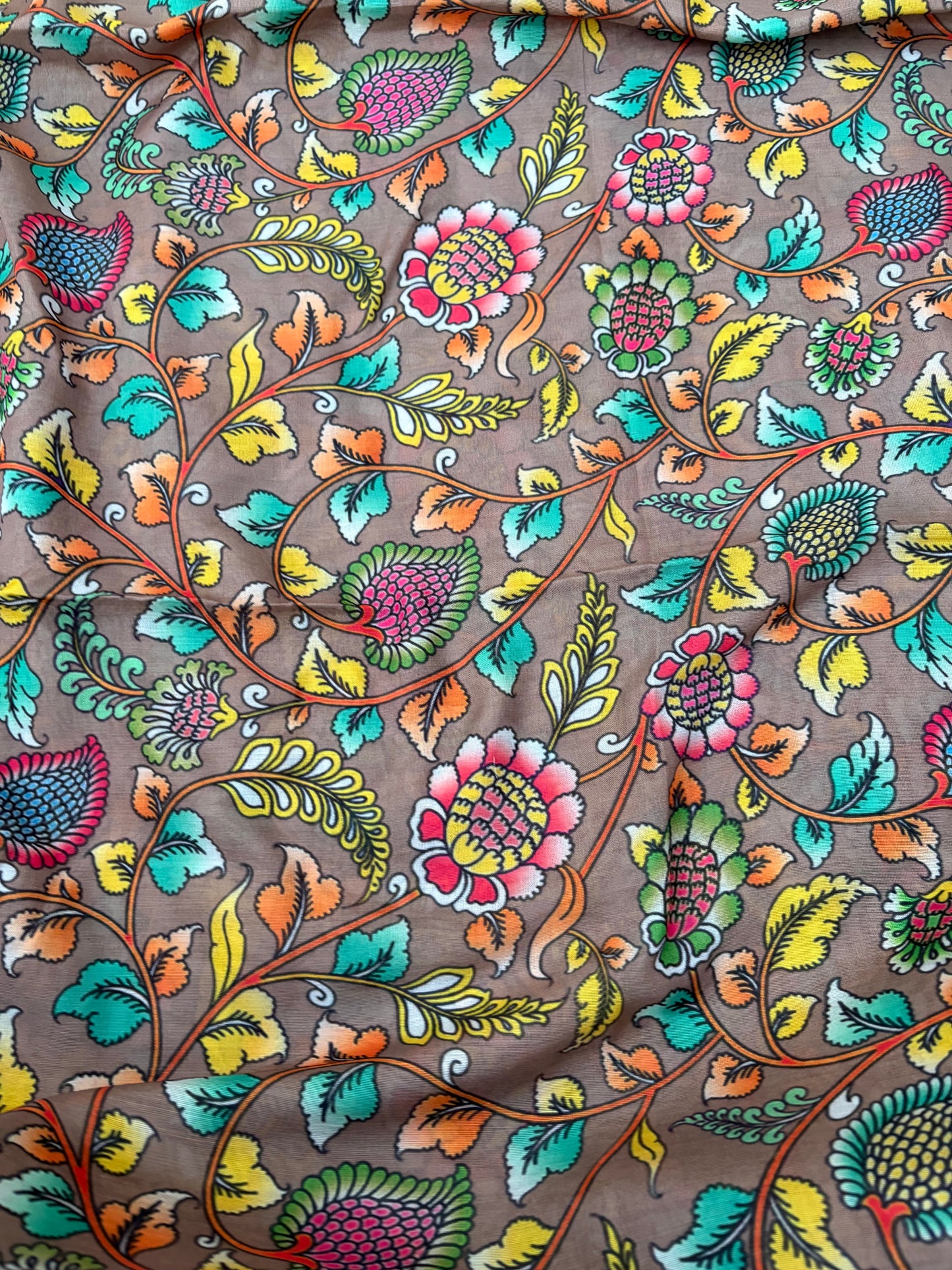 Beige cotton suit with digital printed dupatta