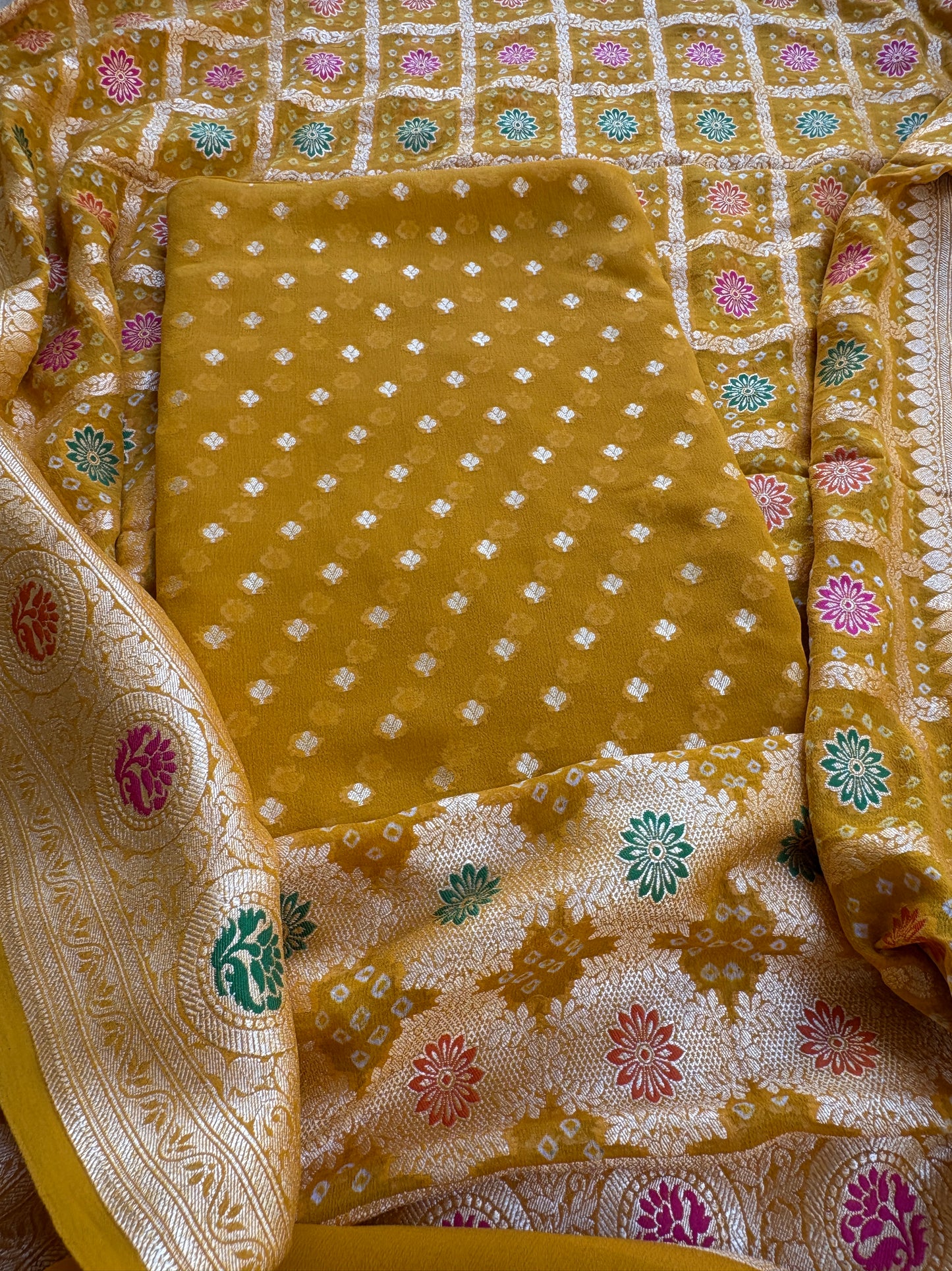 Mustard Khaddi georgette suit set