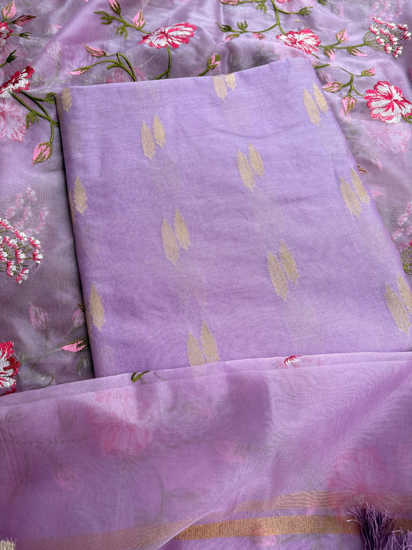 Lavender premium Banarasi silk suit set