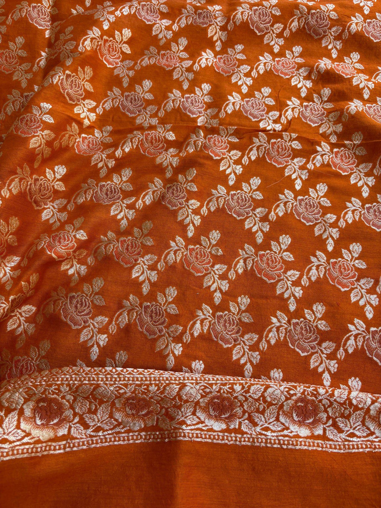 Orange moonga silk suit set