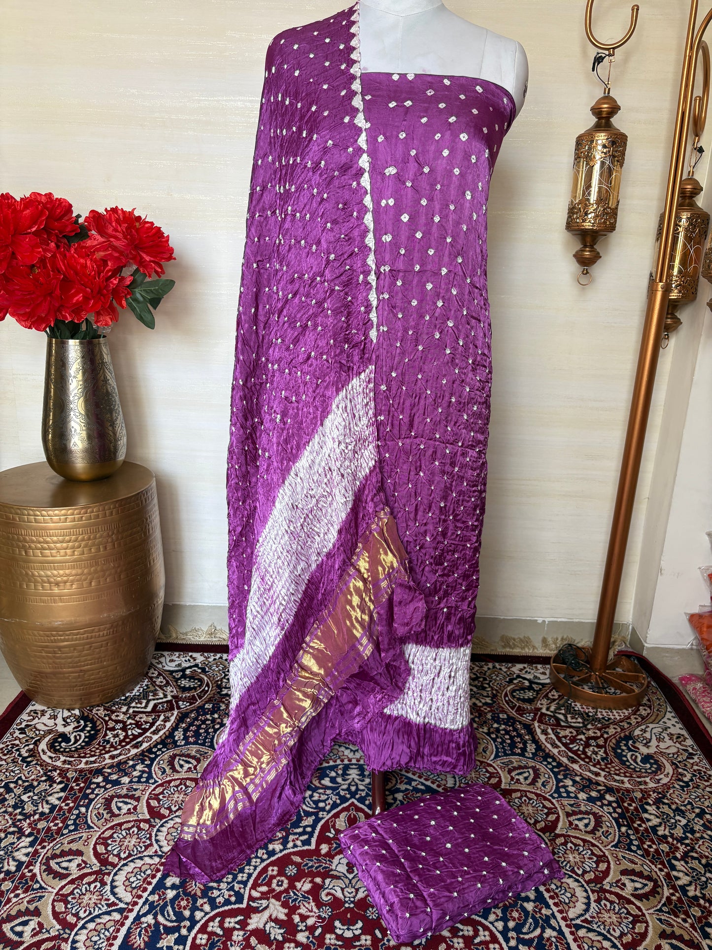 Lavender bandhani suit set