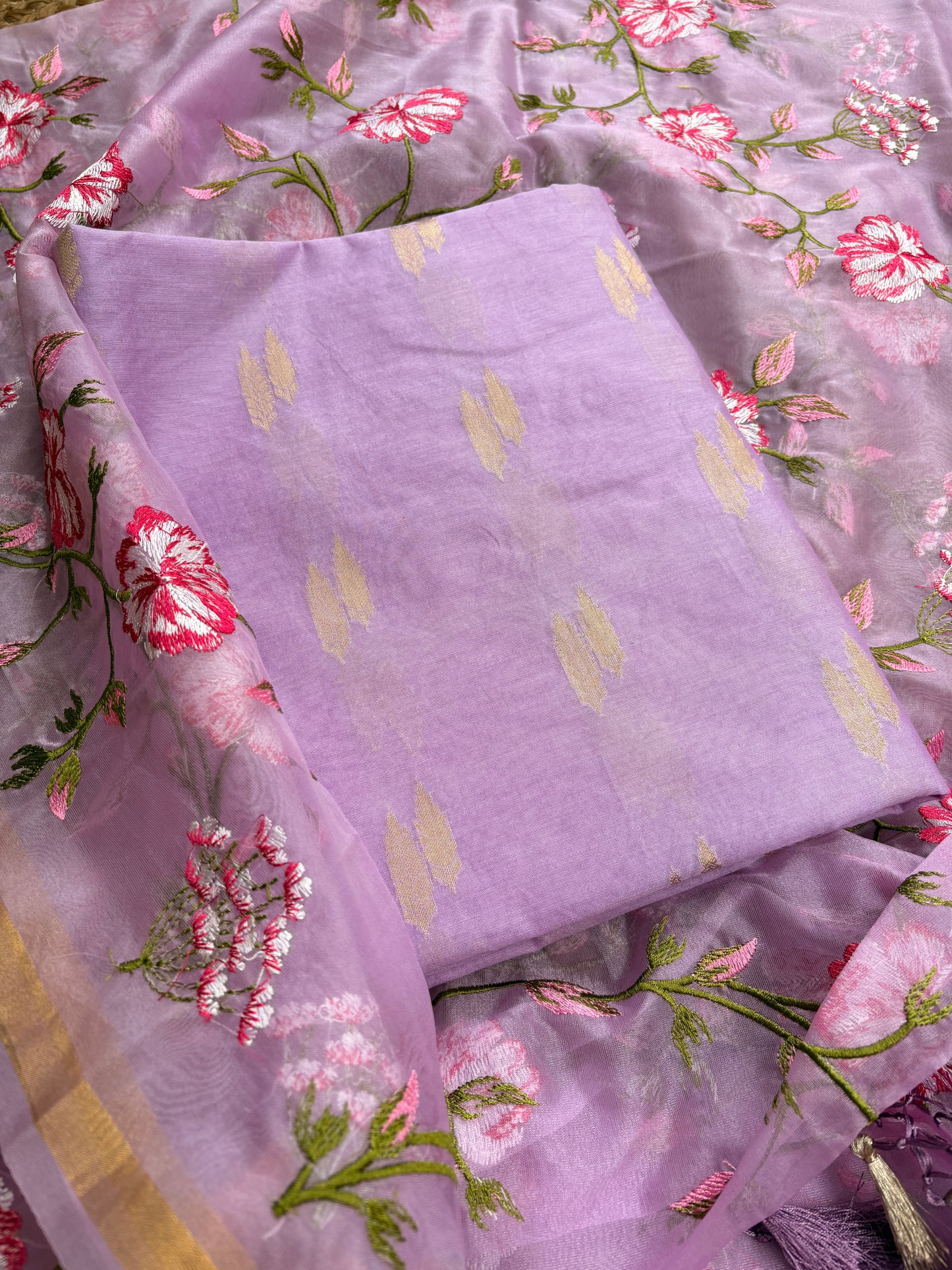 Lavender premium Banarasi silk suit set
