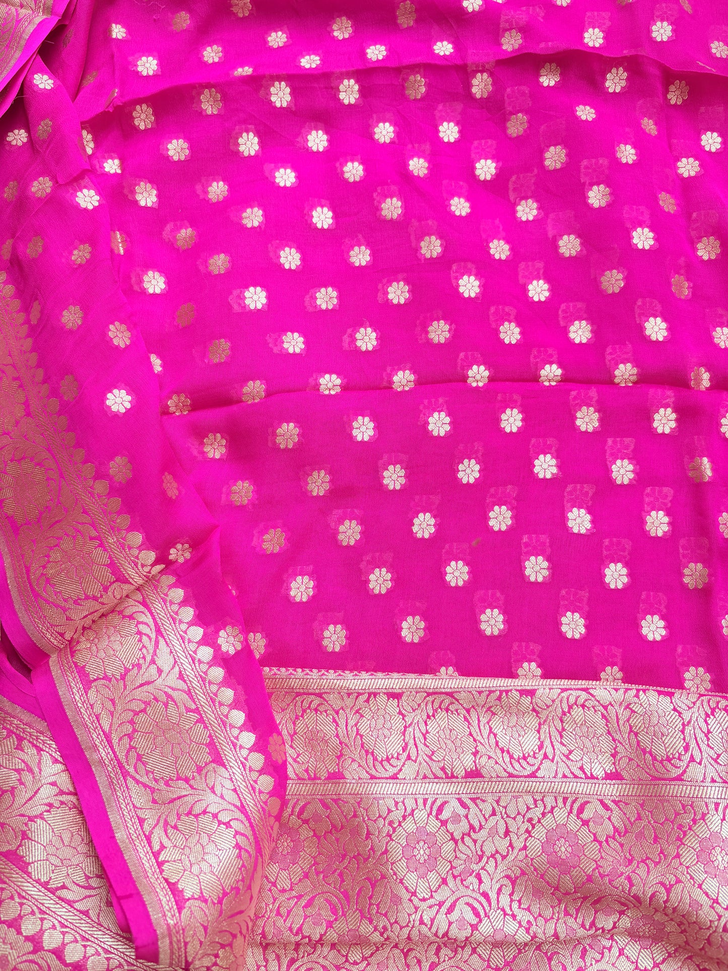 Pink Chiniya silk kurta, bottom and Khaddi georgette dupatta