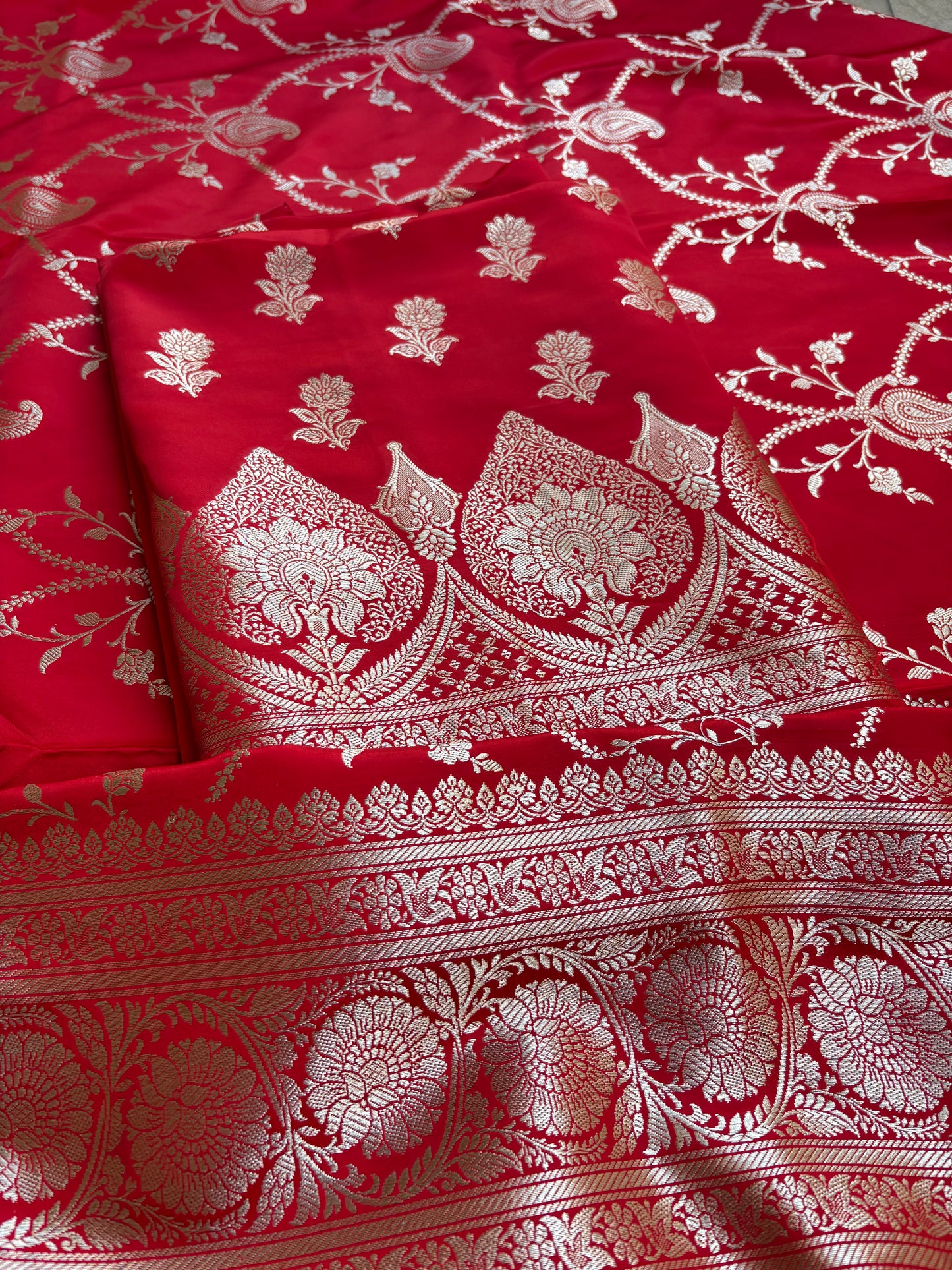 Red mashru silk 3 piece suit set