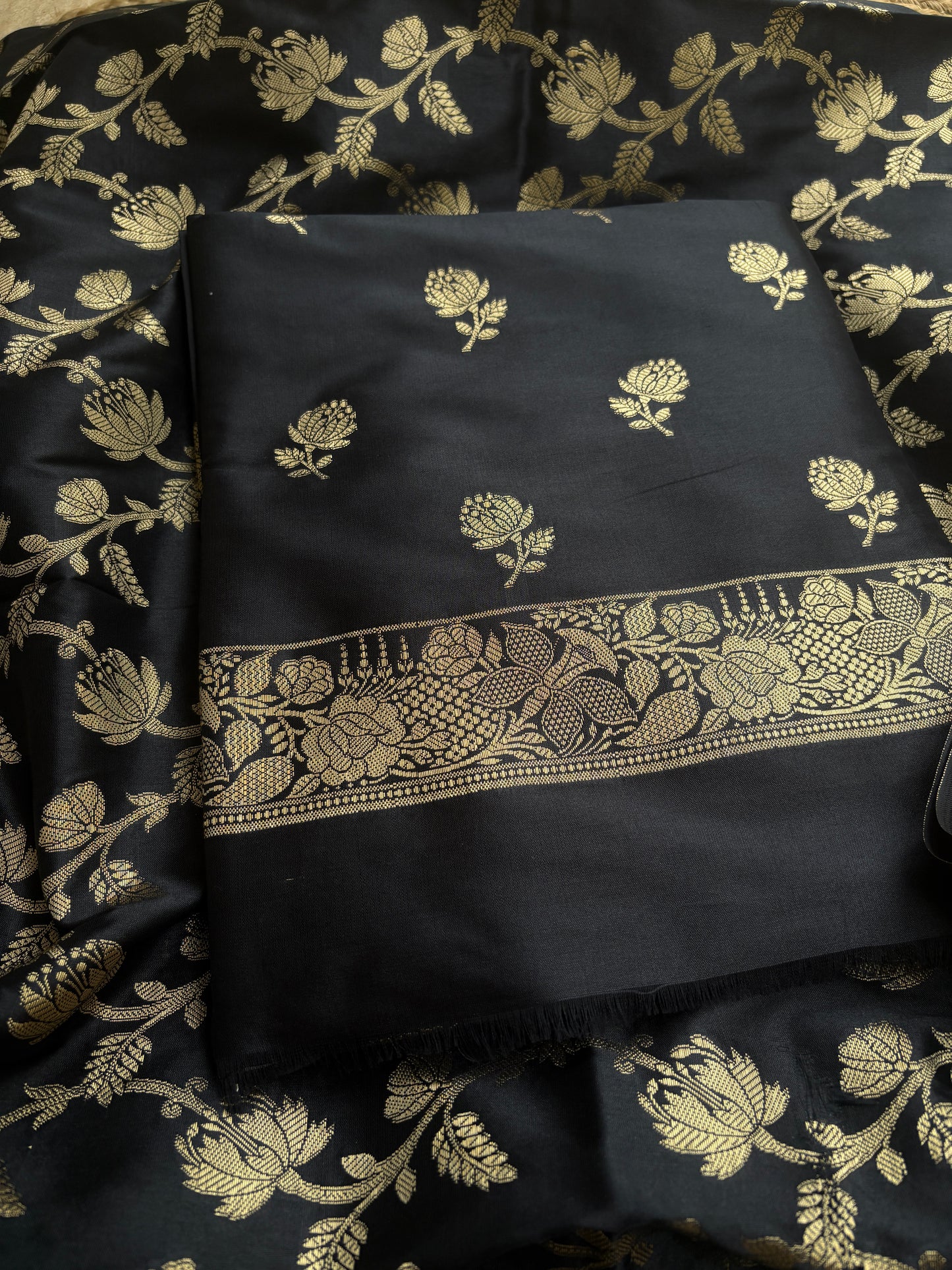 Black premium Banarasi silk 3 piece suit set