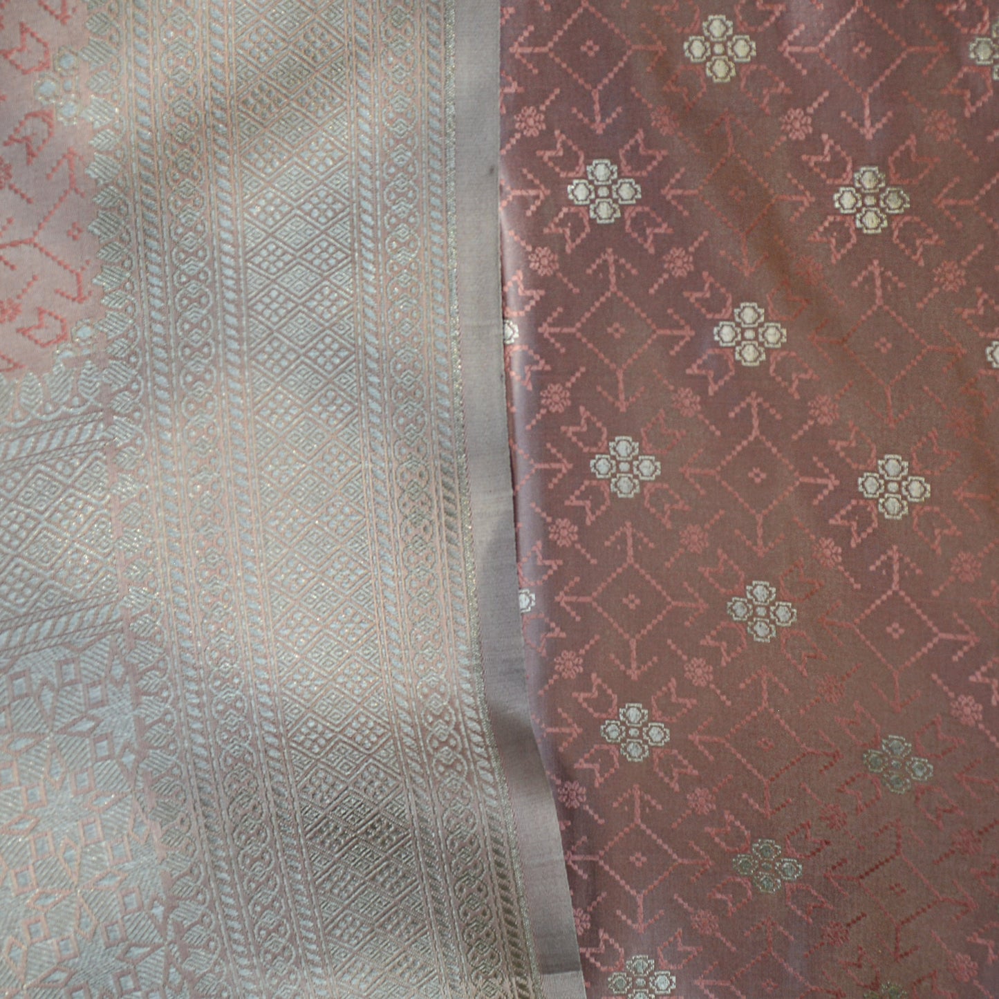 Peach mashru silk saree