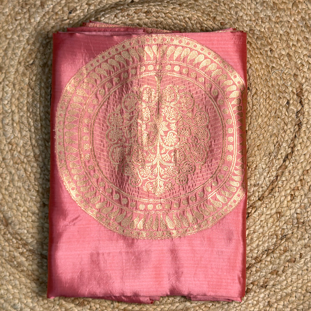 Peach mango silk suit with jaal dupatta