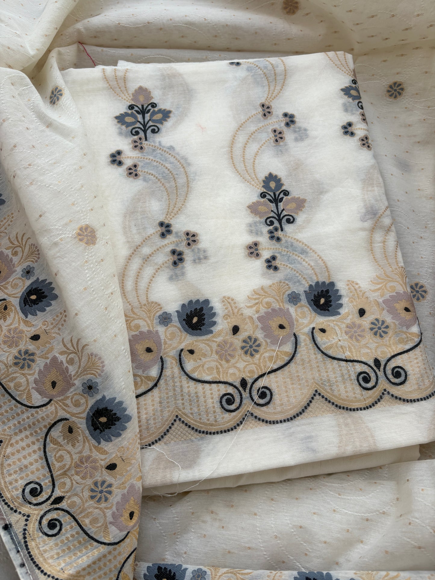 White base meenadar Chanderi suit set