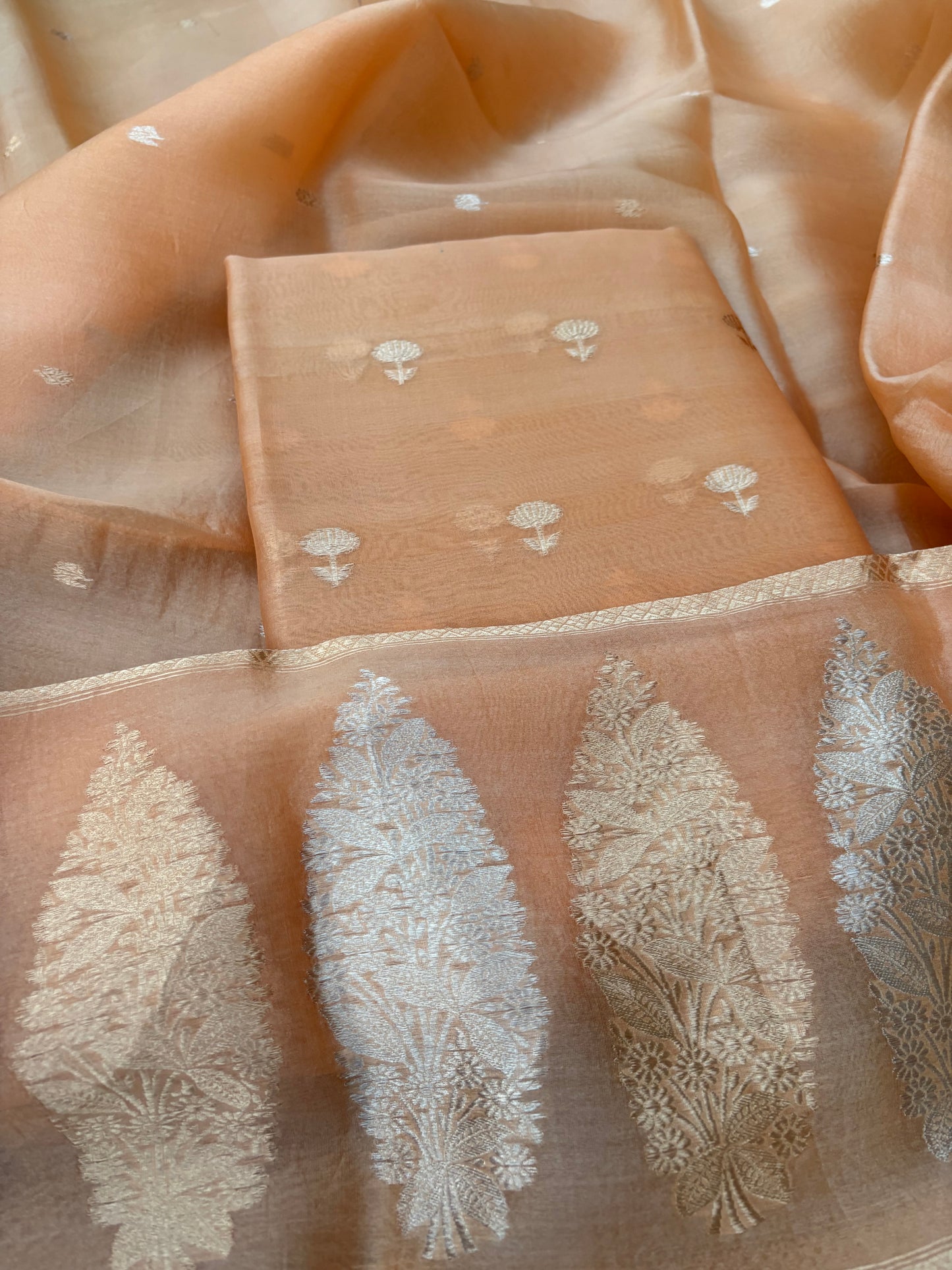Peach orange kadhwa 3 piece suit set