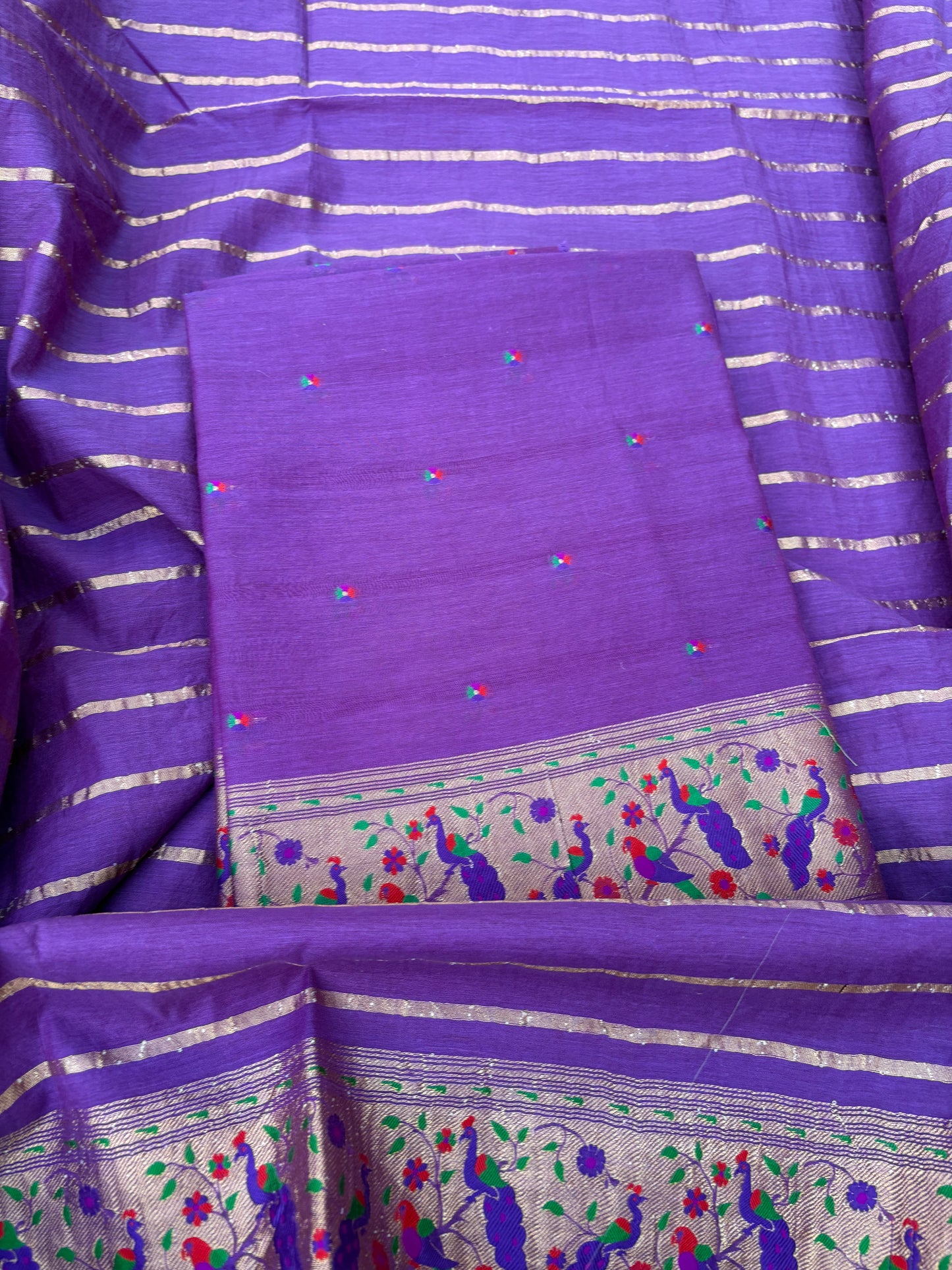 Purple Chanderi paithani weaving 3 piece suit set