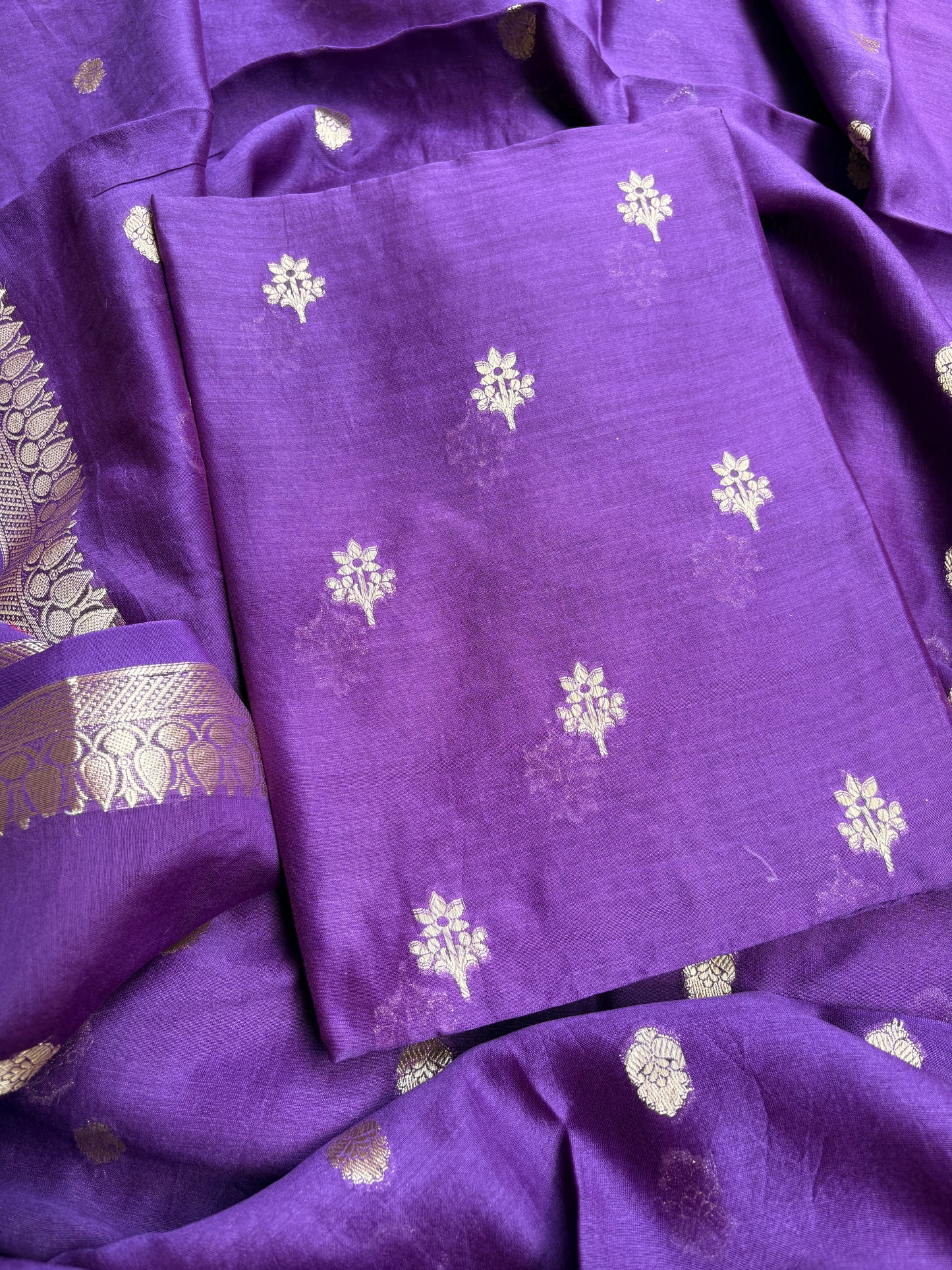 Purple Chanderi silk 3 piece suit set