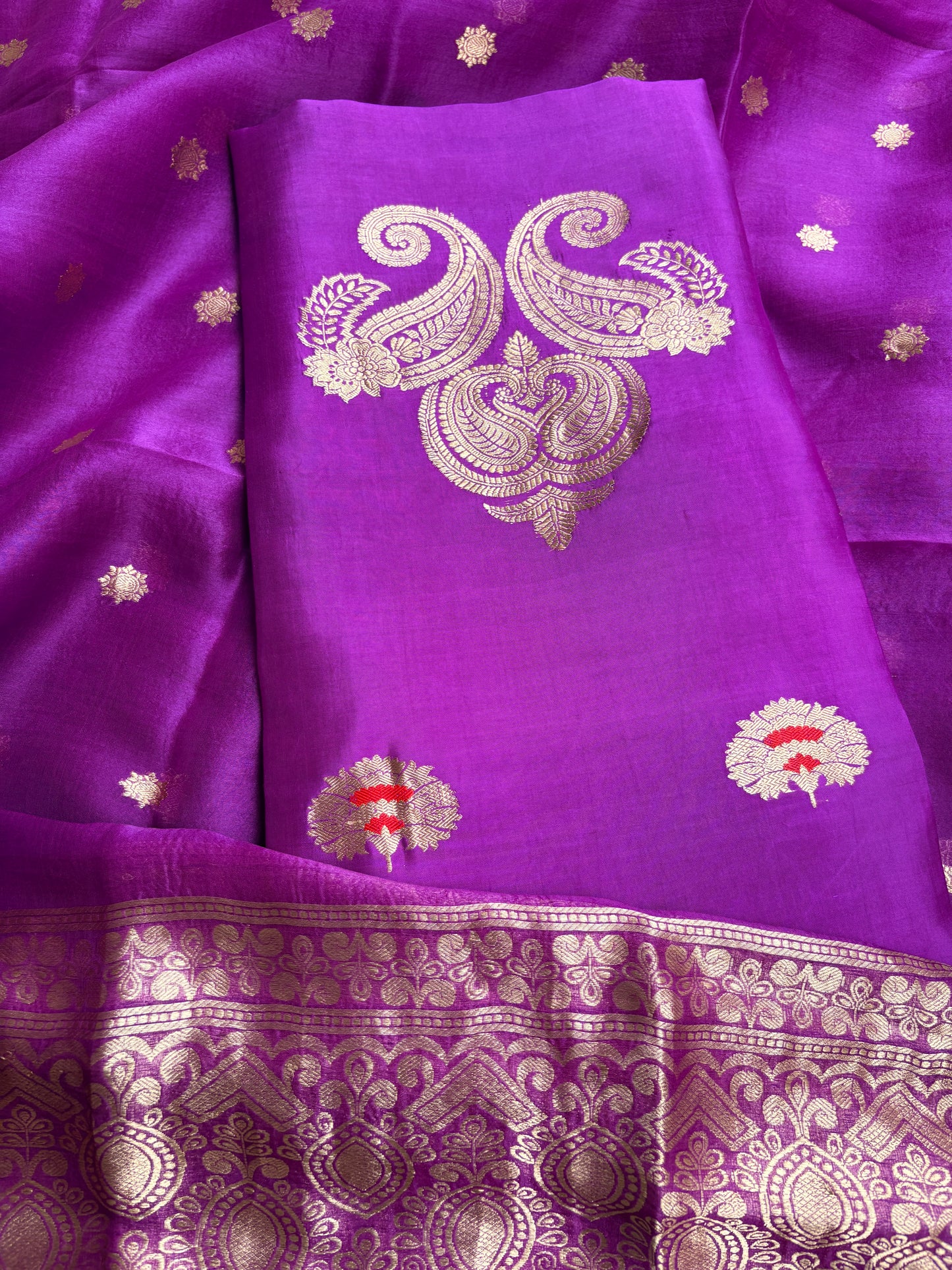 Magenta mango silk kadhwa suit set