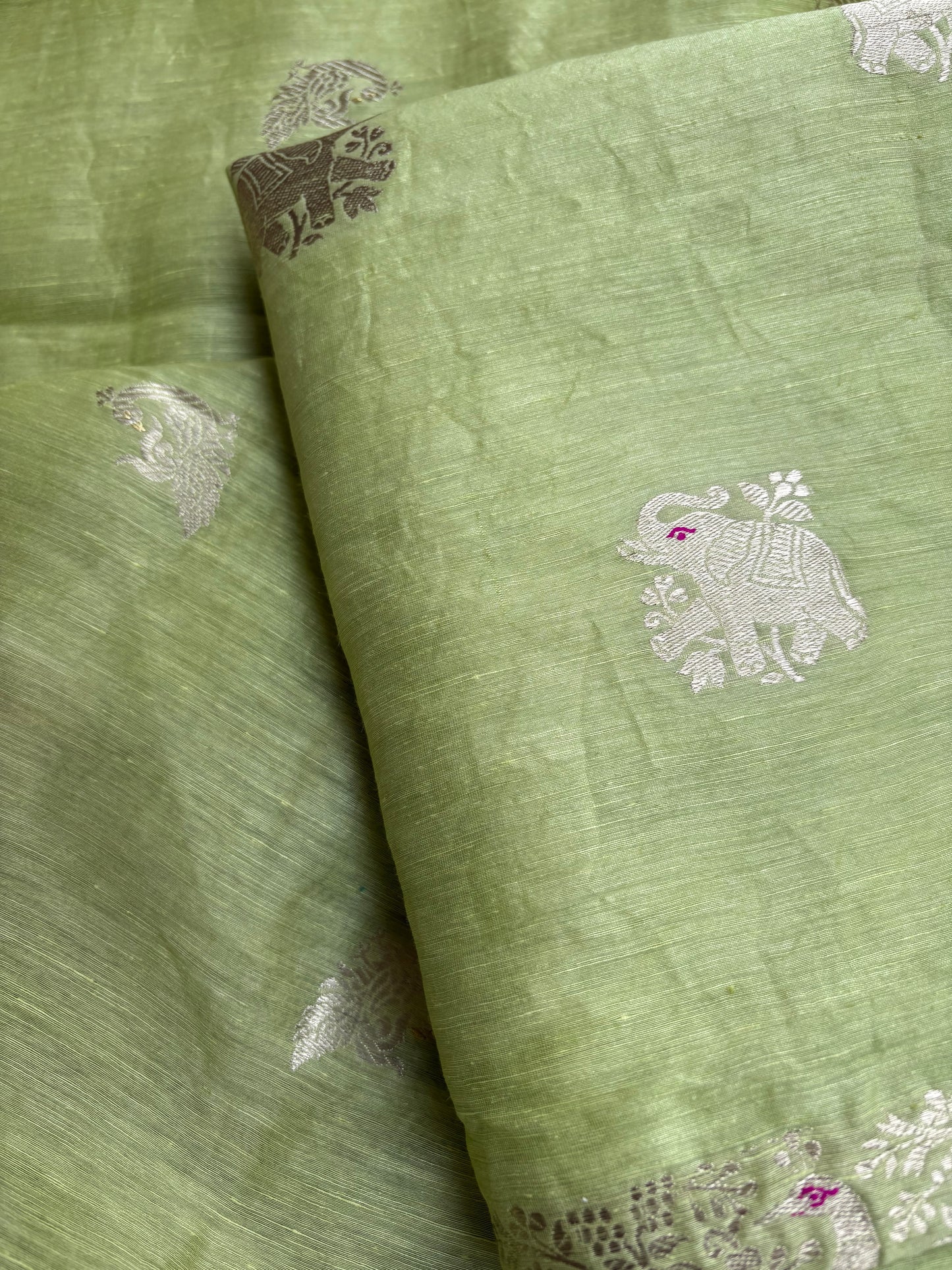 Green pure linen silk kadhwa 3 piece suit set