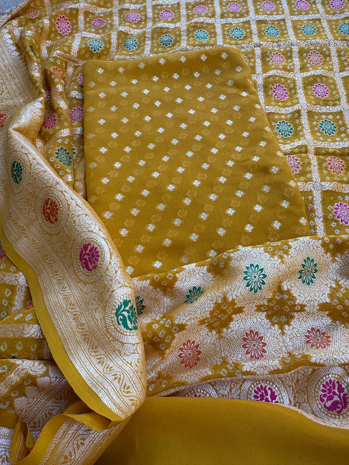 Mustard Khaddi georgette suit set