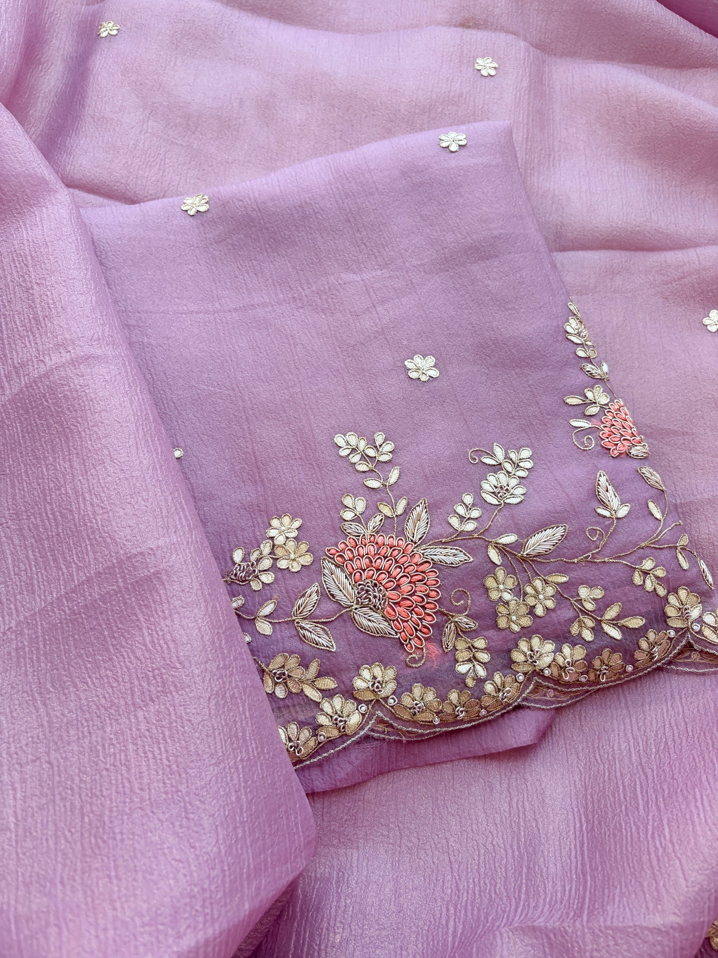 Pink hand embroidered gotta Patti suit set
