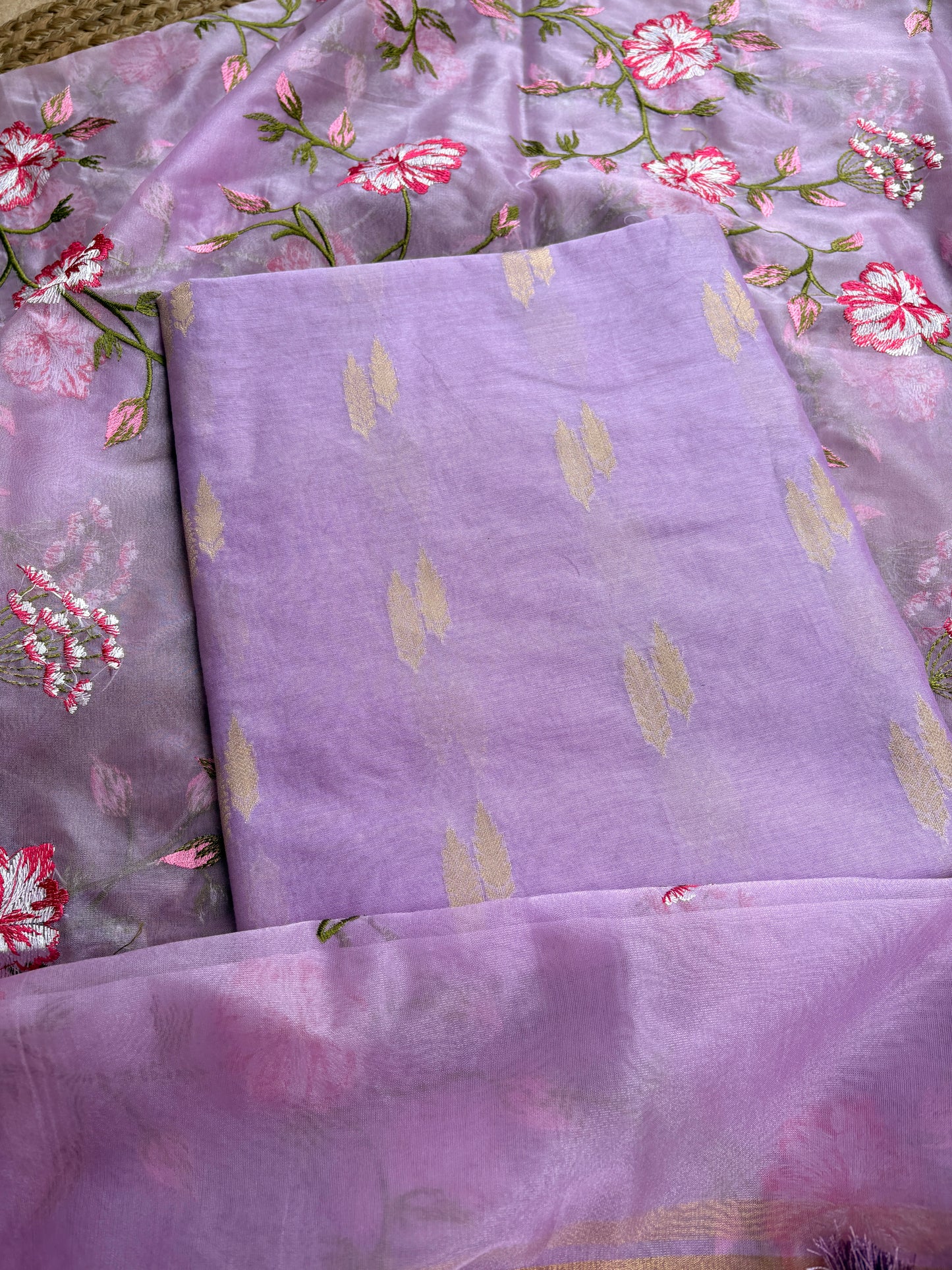 Lavender premium Banarasi silk suit set