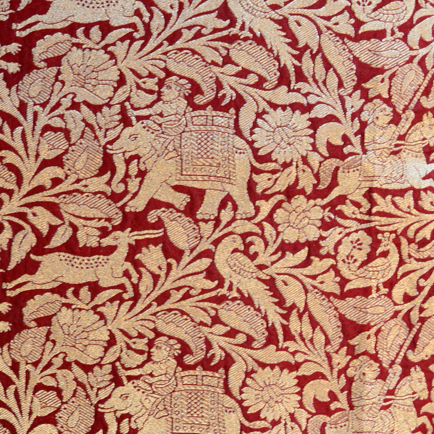 Maroon Banarasi silk shikargah dupatta