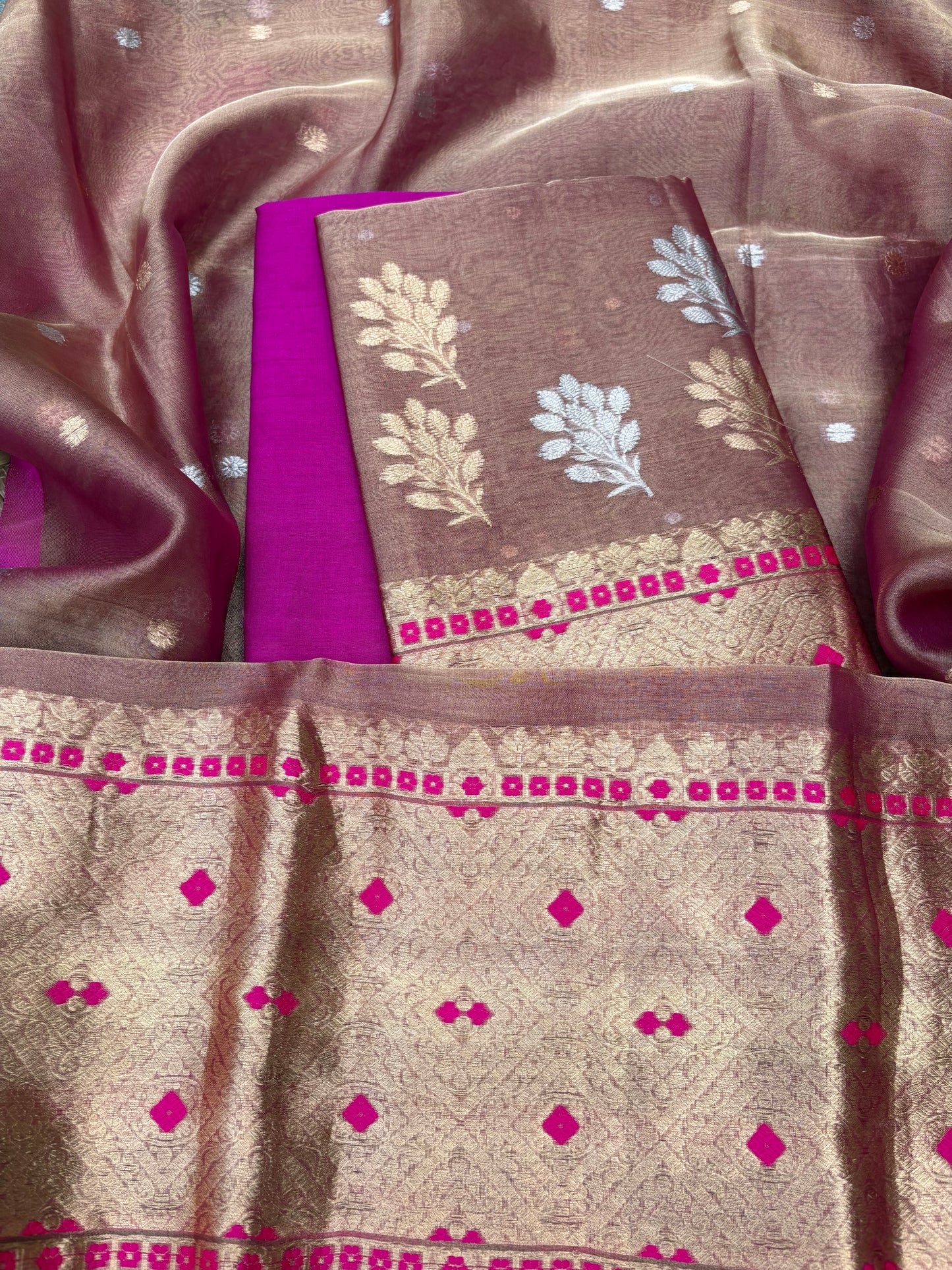 Purple meenadar tissue kadhwa 3 piece suit set