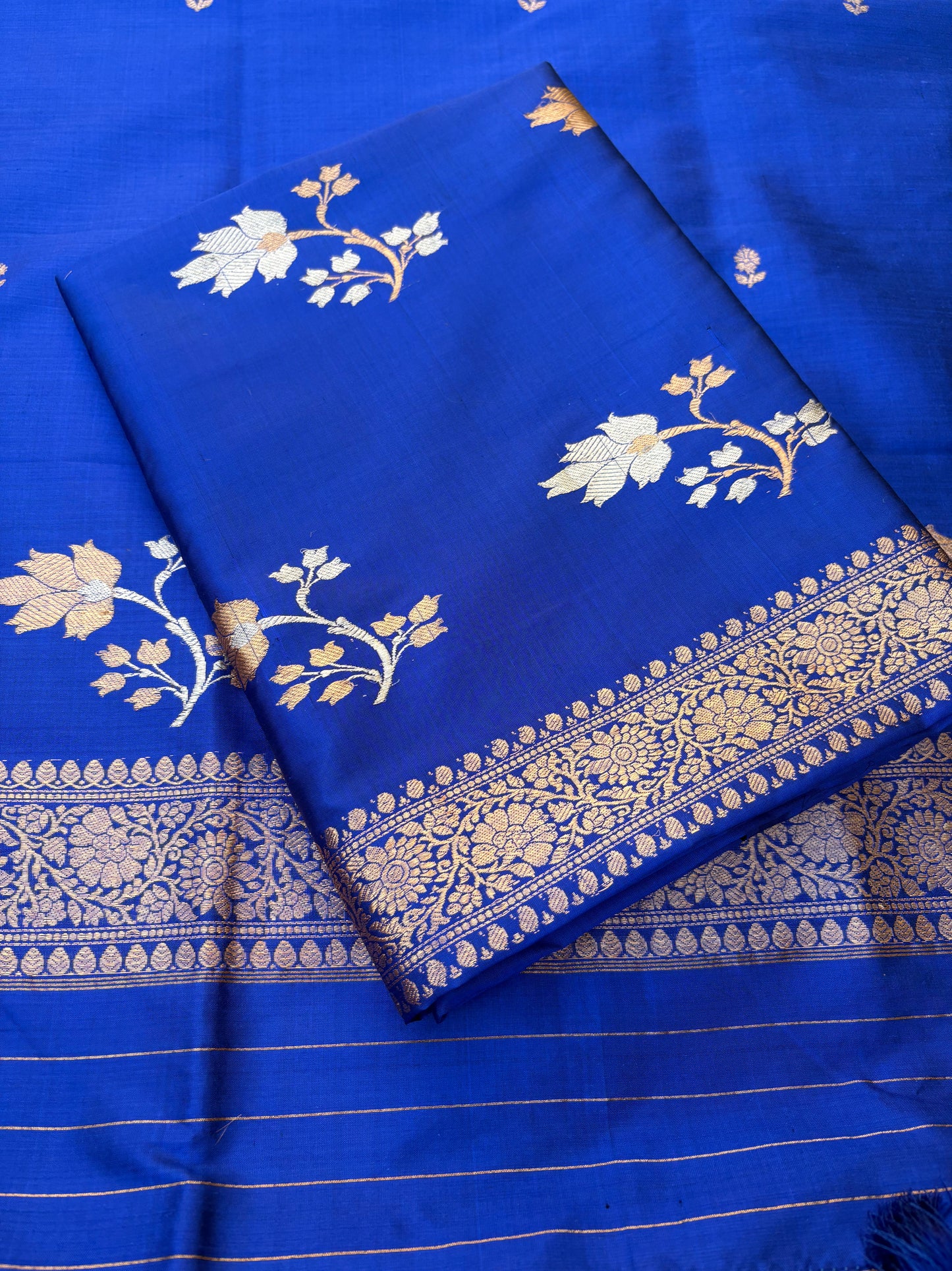 Blue katan by katan silk 3 piece kadhwa suit set