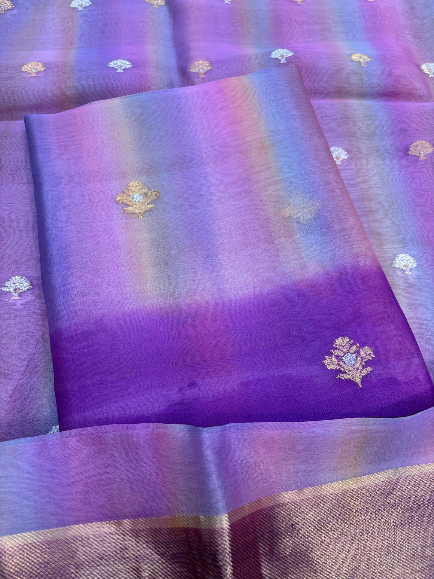 Lavender shaded kora kadhwa 3 piece suit set