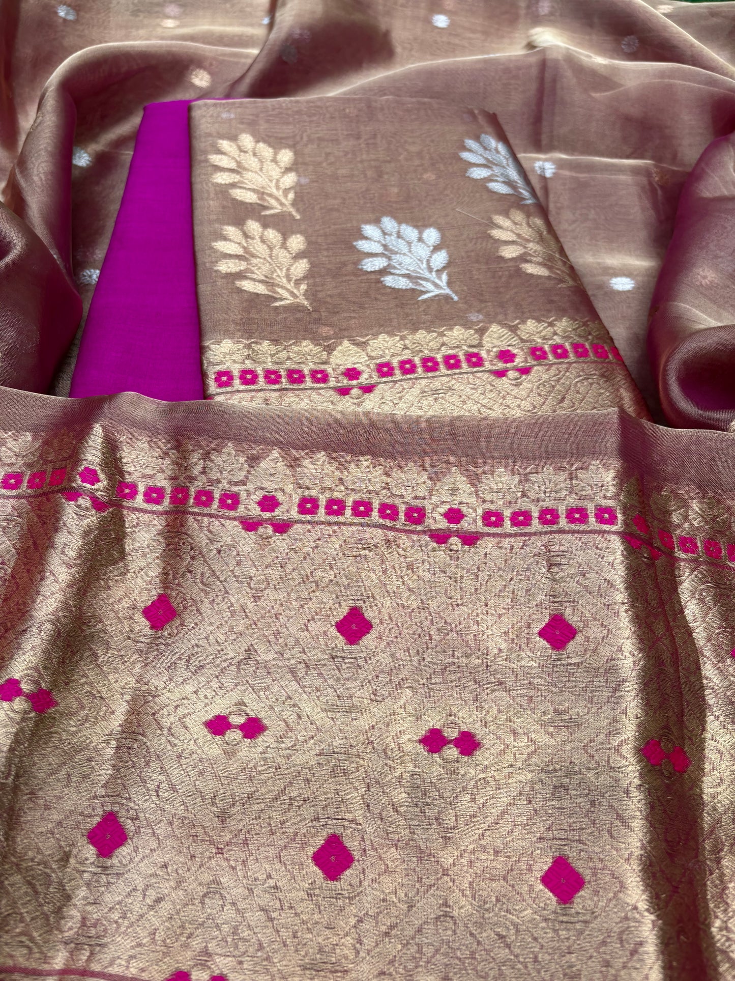 Purple meenadar tissue kadhwa 3 piece suit set