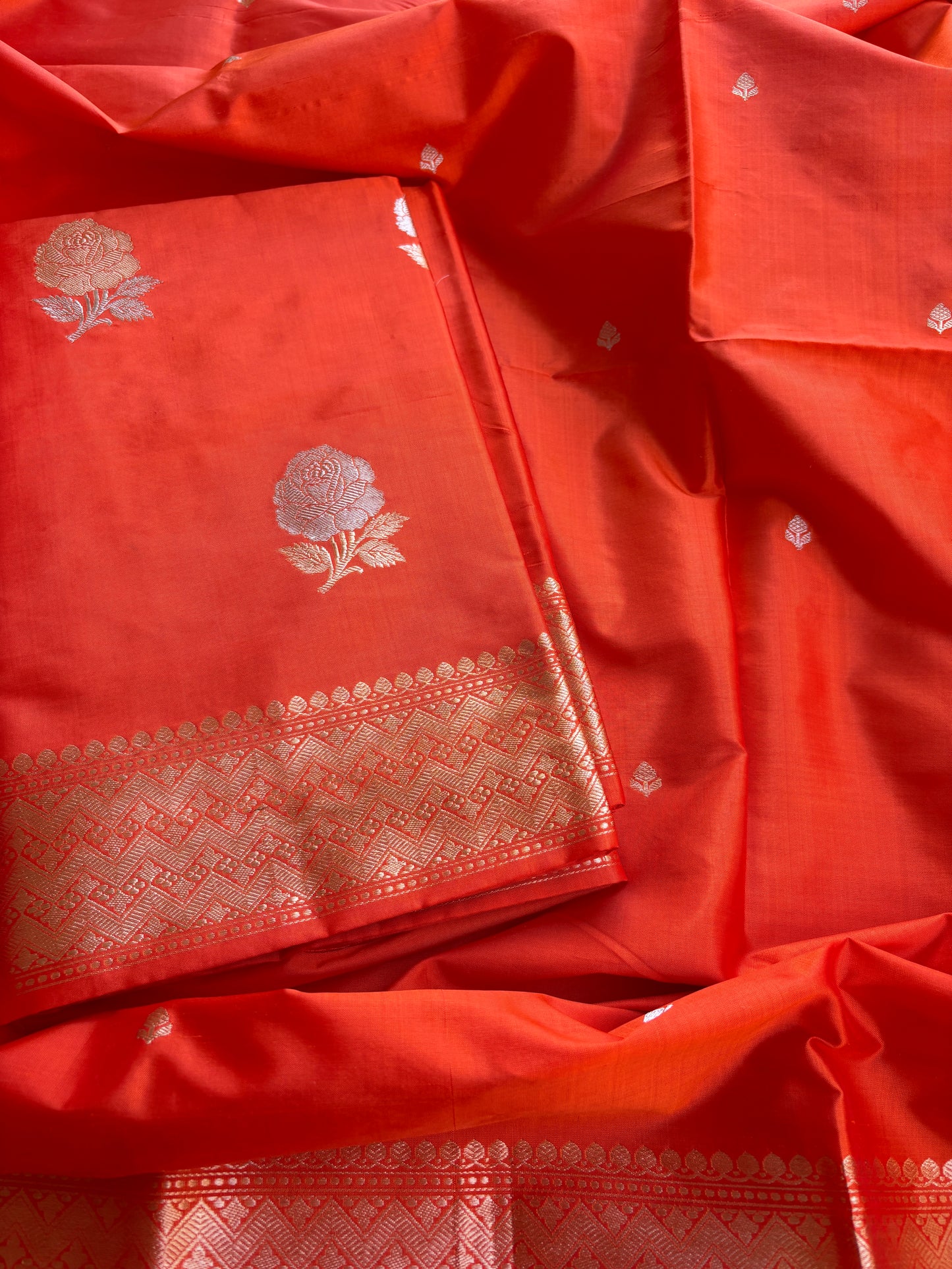 Orange Katan by katan kadhwa silk Suit set