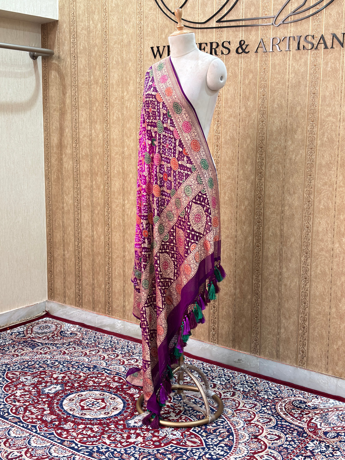 Purple bandhani dupatta