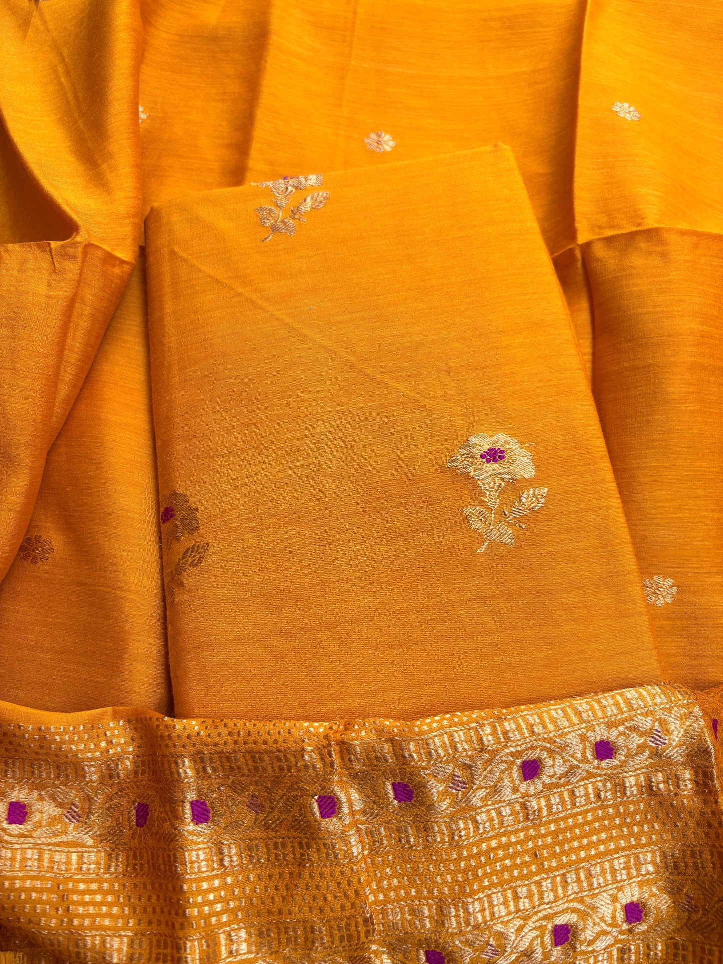 Yellow mustard moonga silk 3 piece suit set