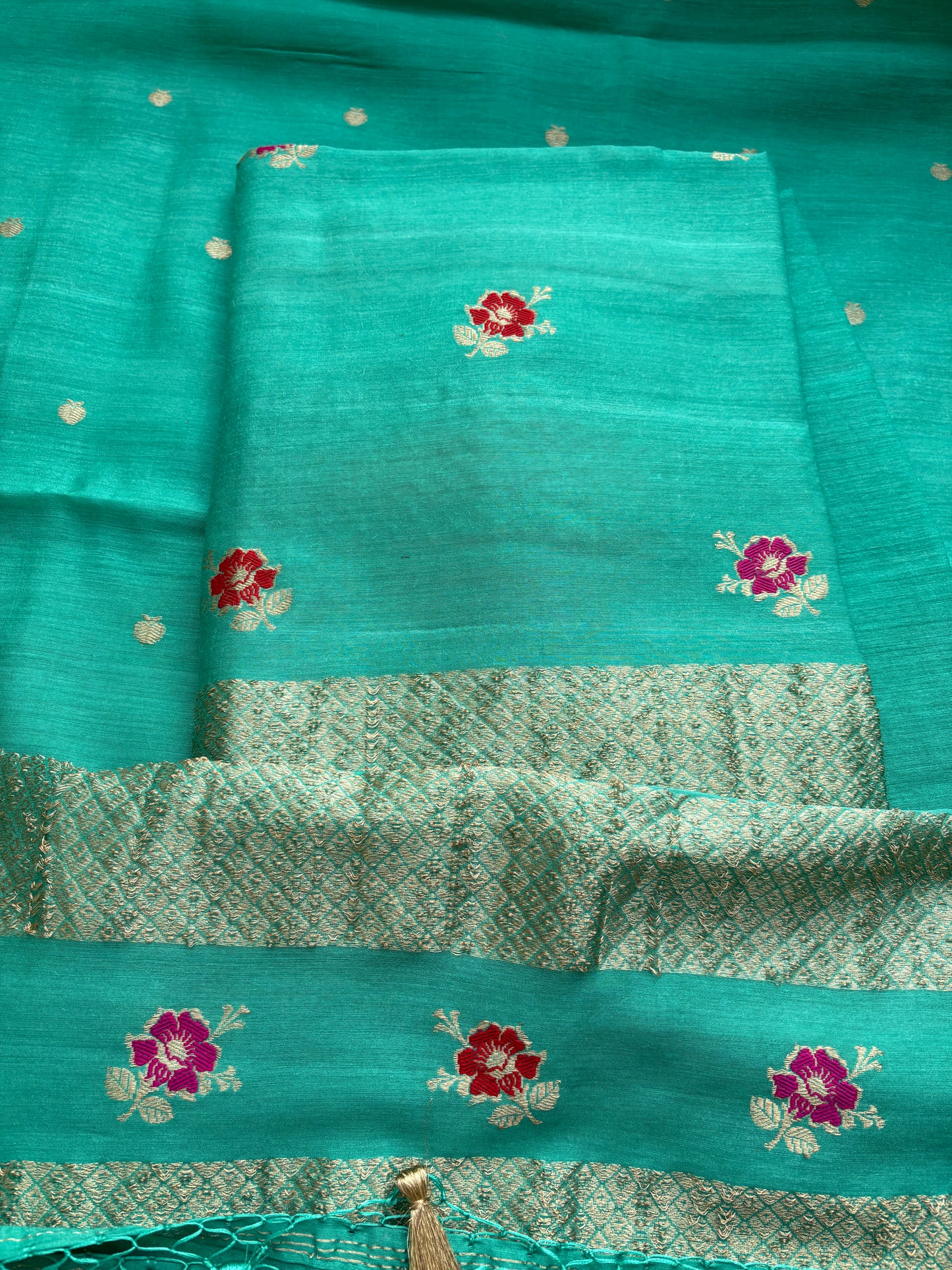 Pure kadhwa moonga silk 3 piece suit set