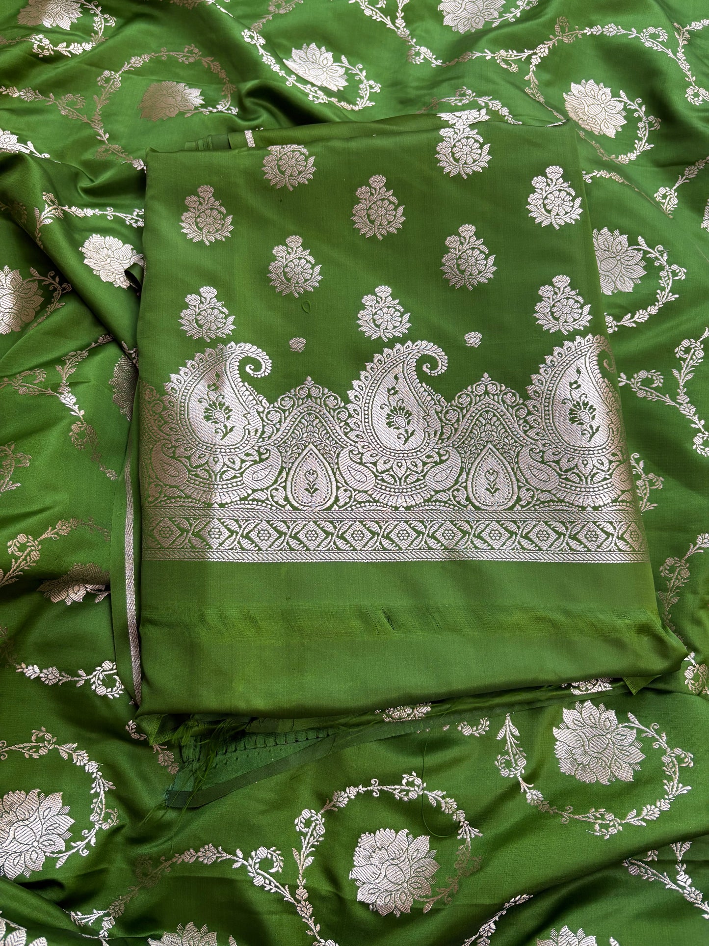 Green mashru silk 3 piece suit set
