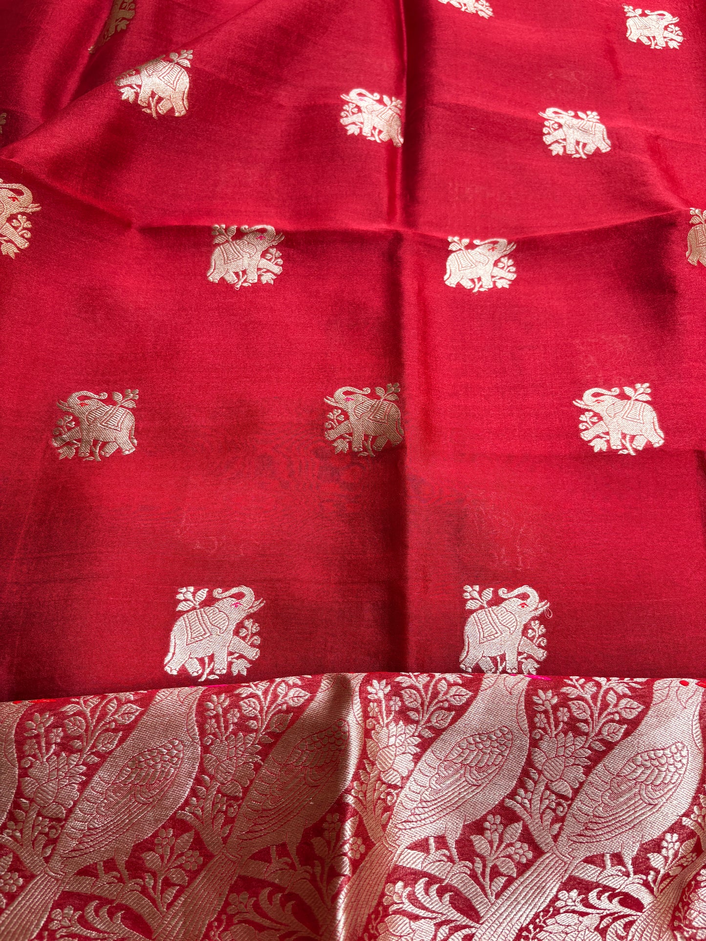 Red pure silk kadhwa suit set