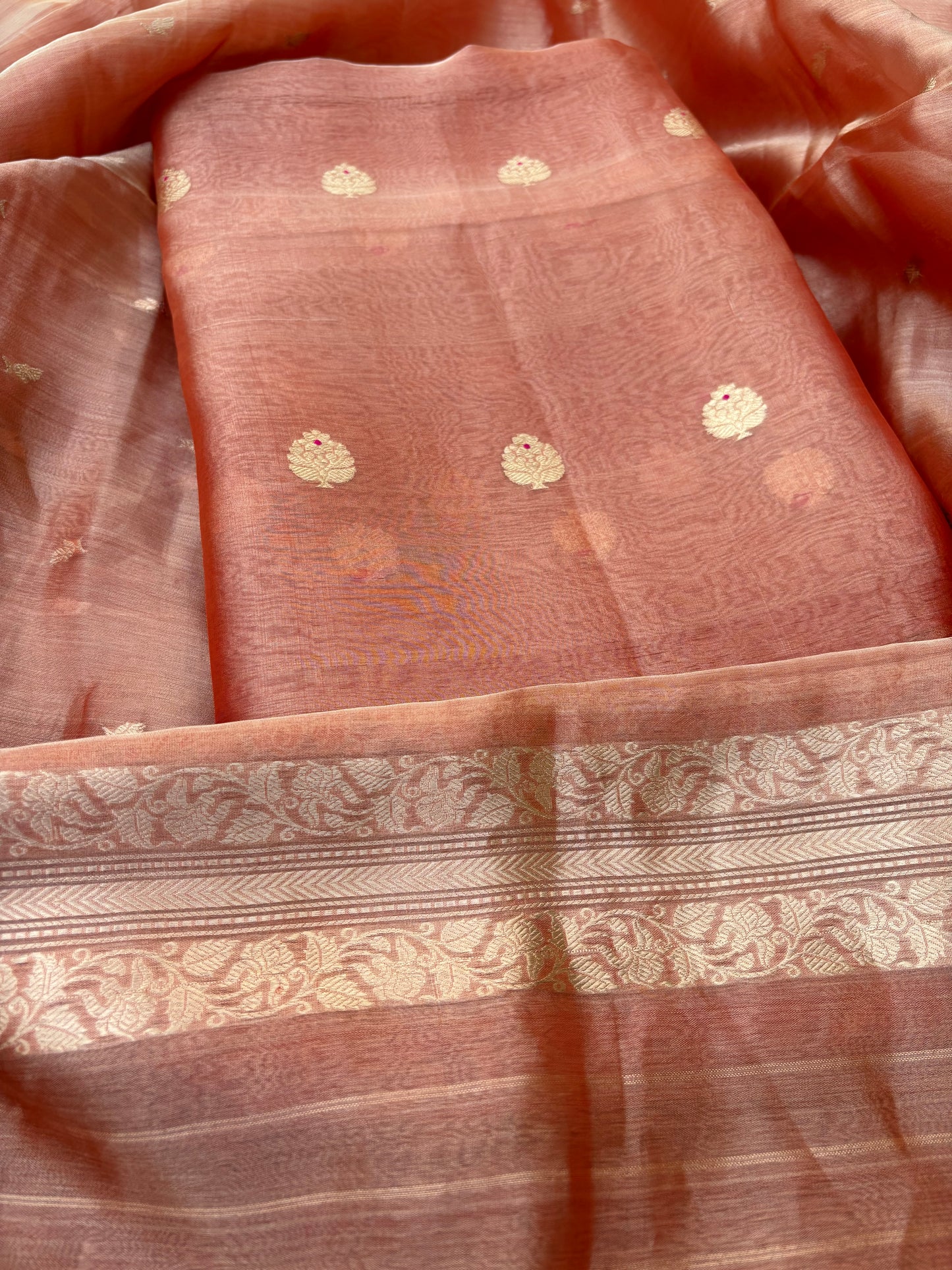 Orange tissue kadhwa 3 piece suit set