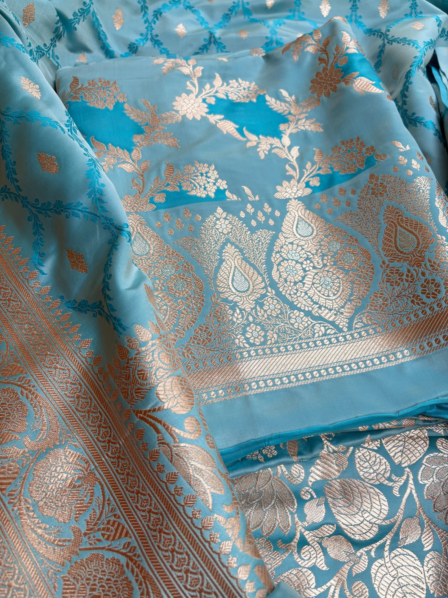 Blue rangkat mashru silk suit set