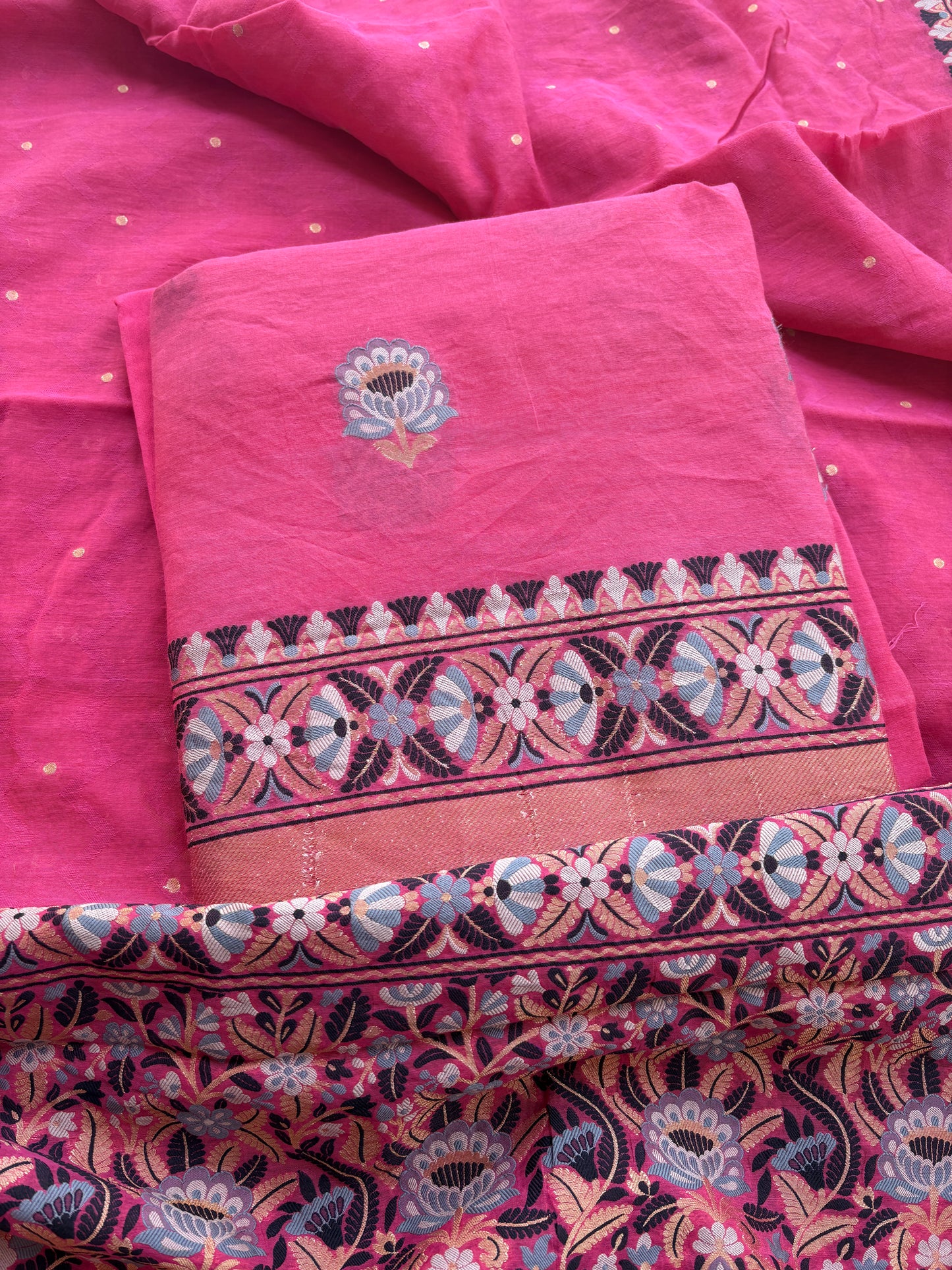 Pink Chanderi tilfi weaving suit set