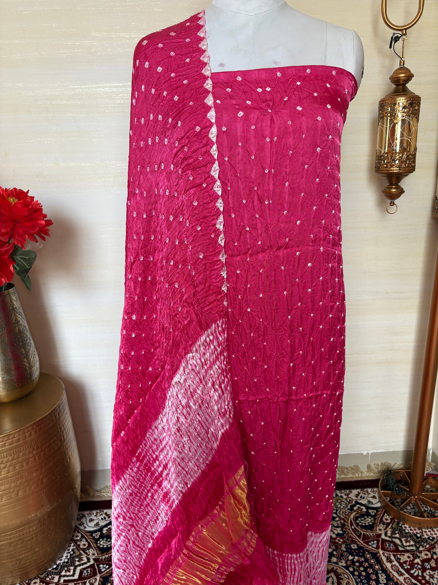 Pink bandhani suit set