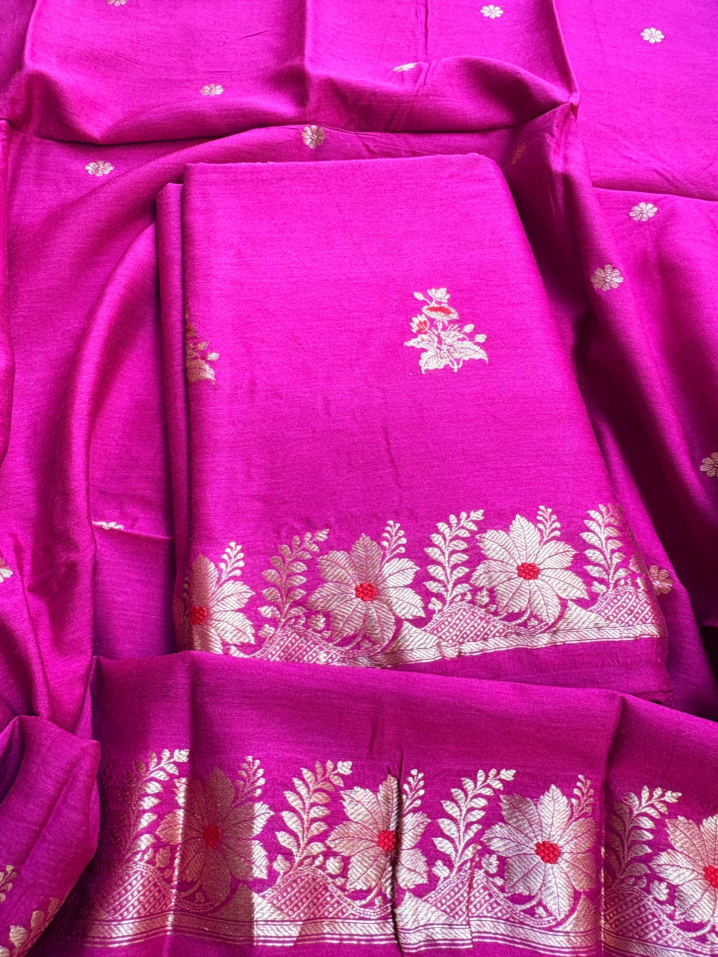 Magenta purple moonga silk 3 piece suit set