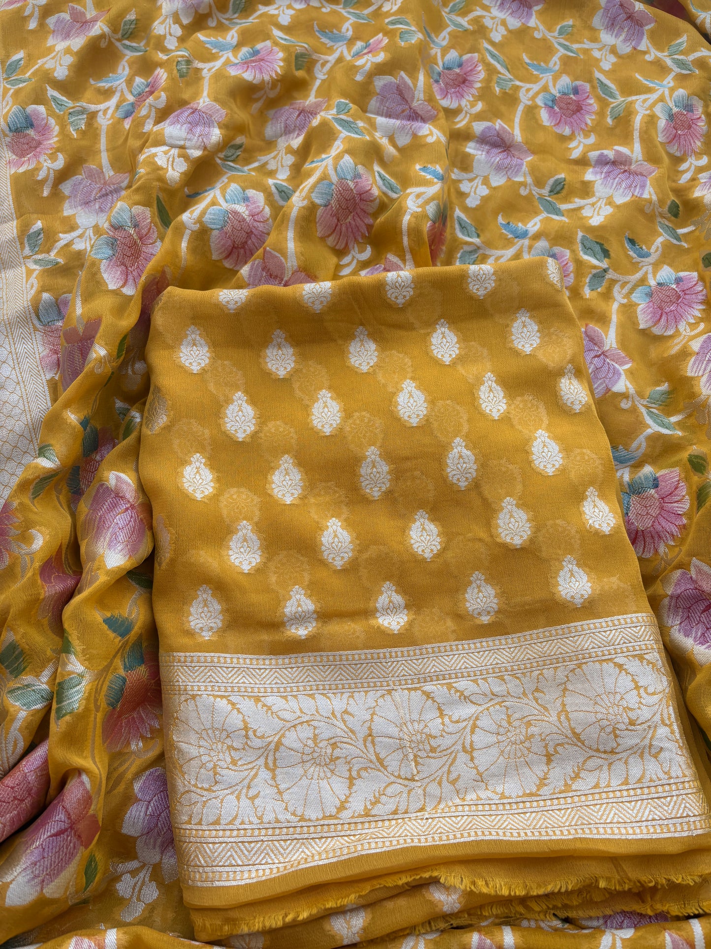 Mustard Khaddi georgette suit set