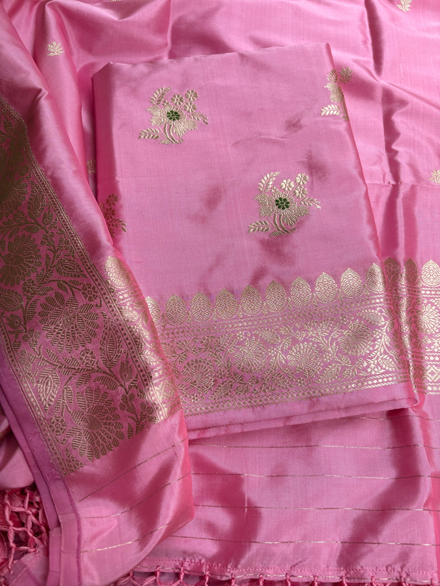 Pink Katan by katan silk meenadar suit set