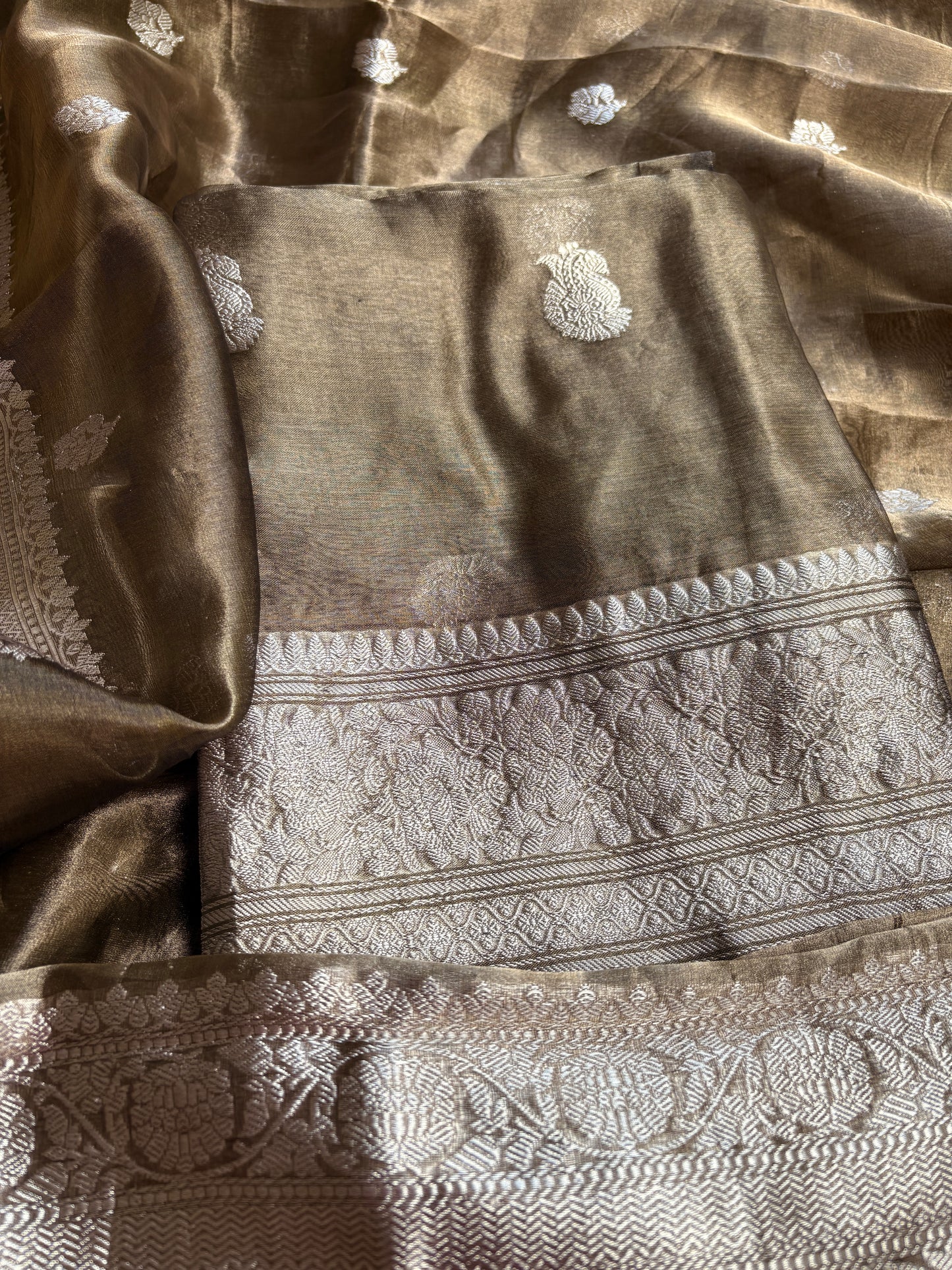 Black tissue silver zari suit set