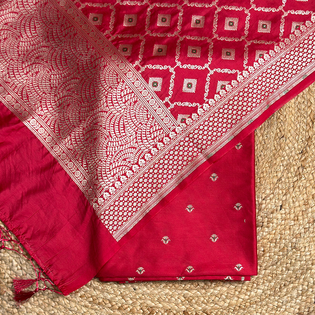 Red mulberry silk suit set