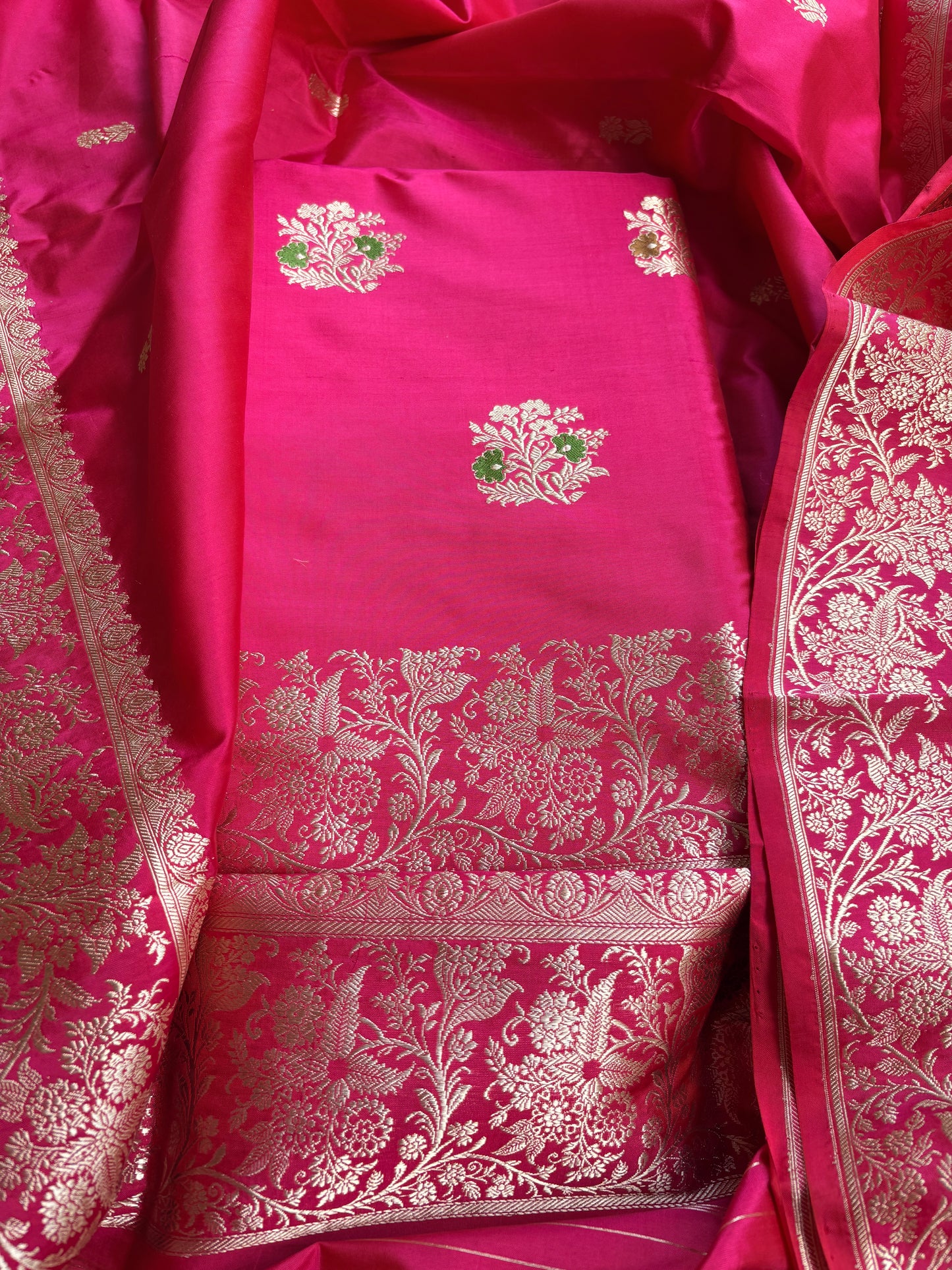 Pink katan by katan kadhwa silk suit set