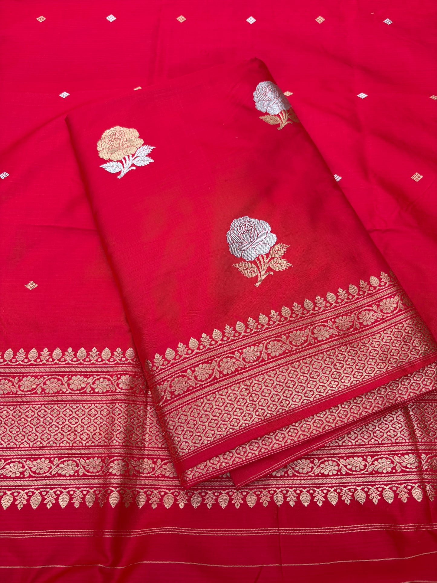 Red katan by katan silk 3 piece suit set