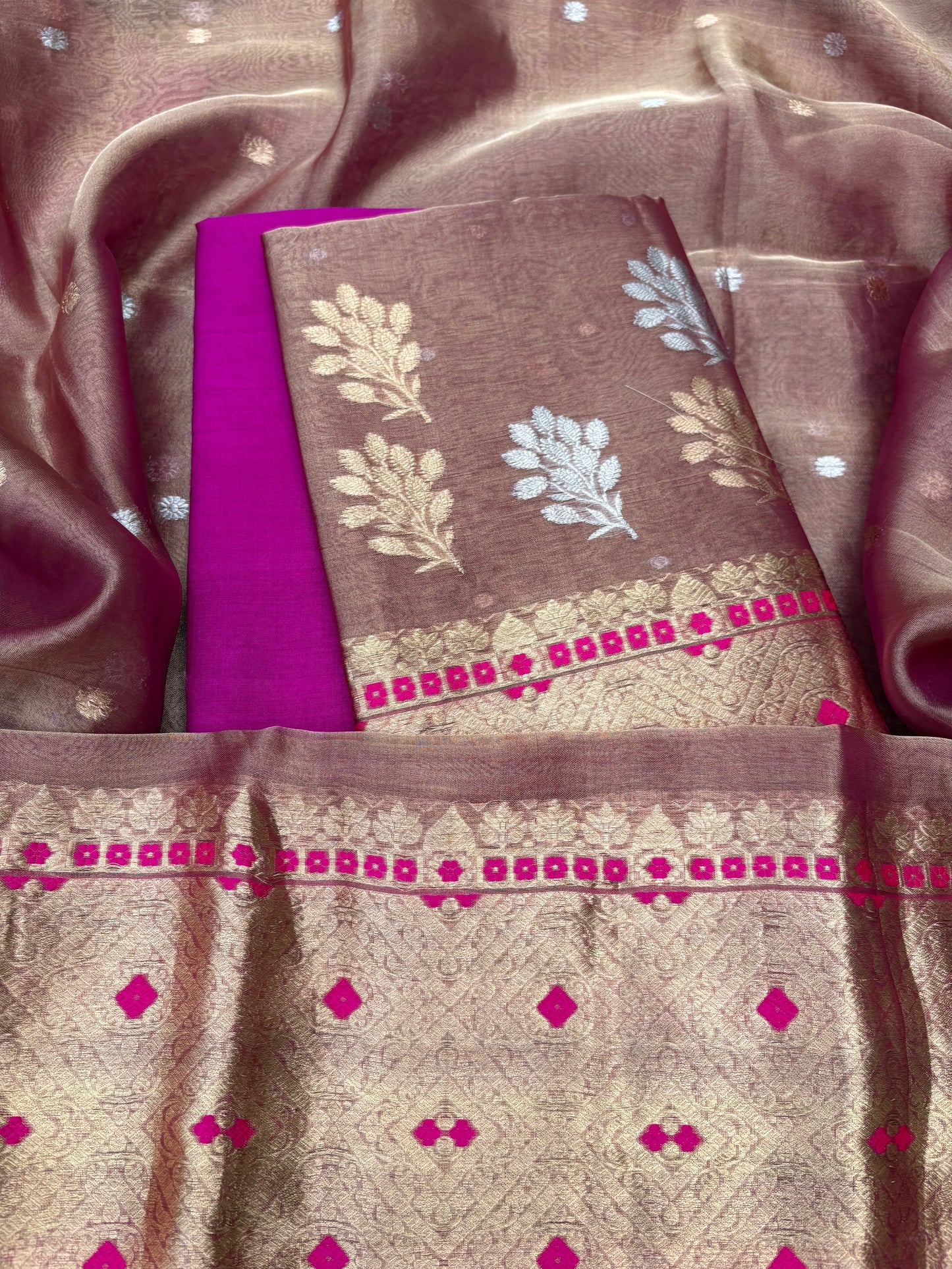 Purple meenadar tissue kadhwa 3 piece suit set