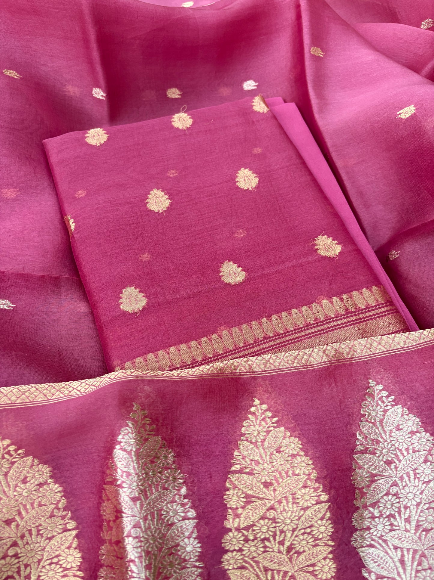 Onion pink kora kadhwa 3 piece suit set