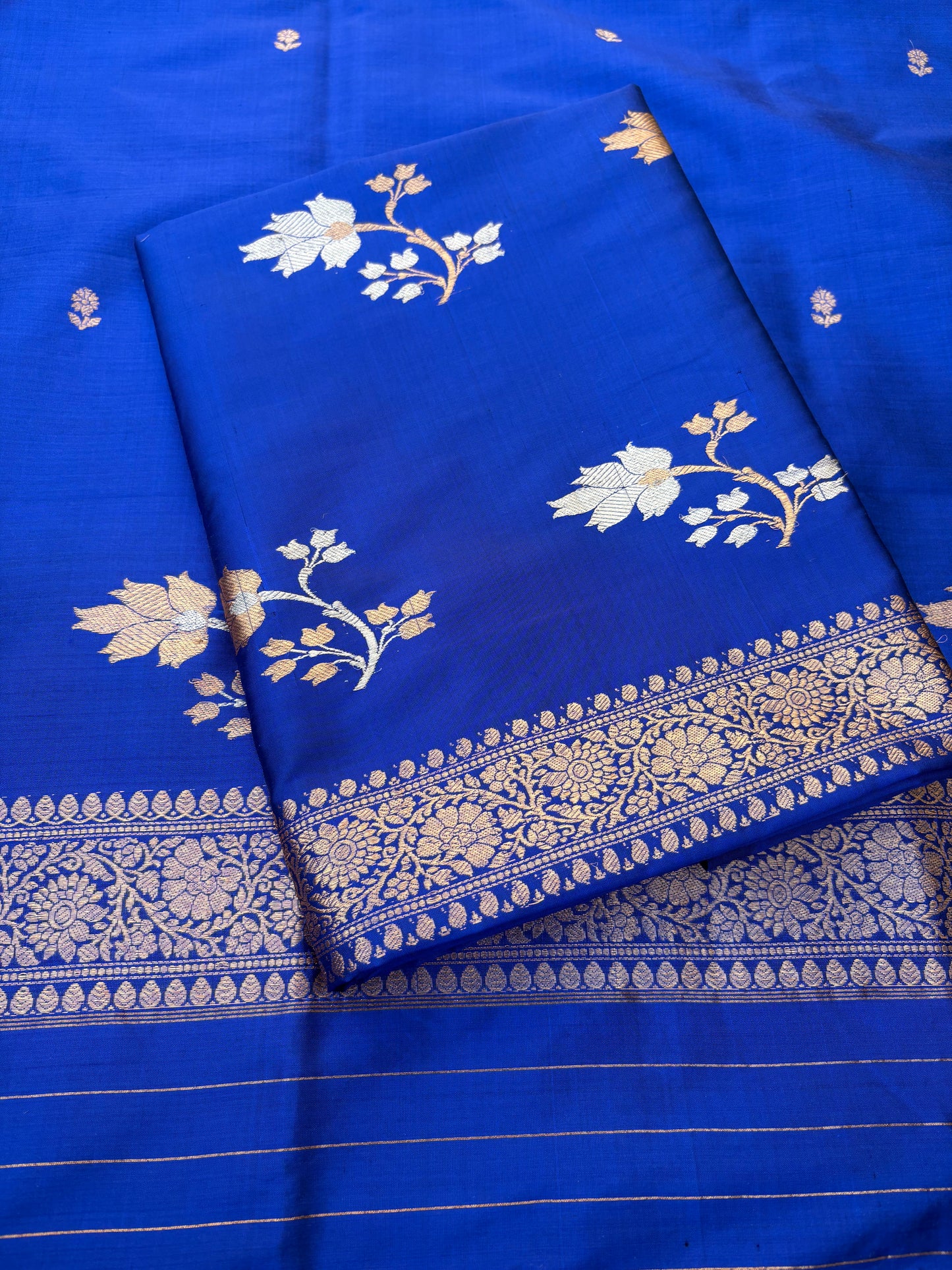 Blue katan by katan silk 3 piece kadhwa suit set