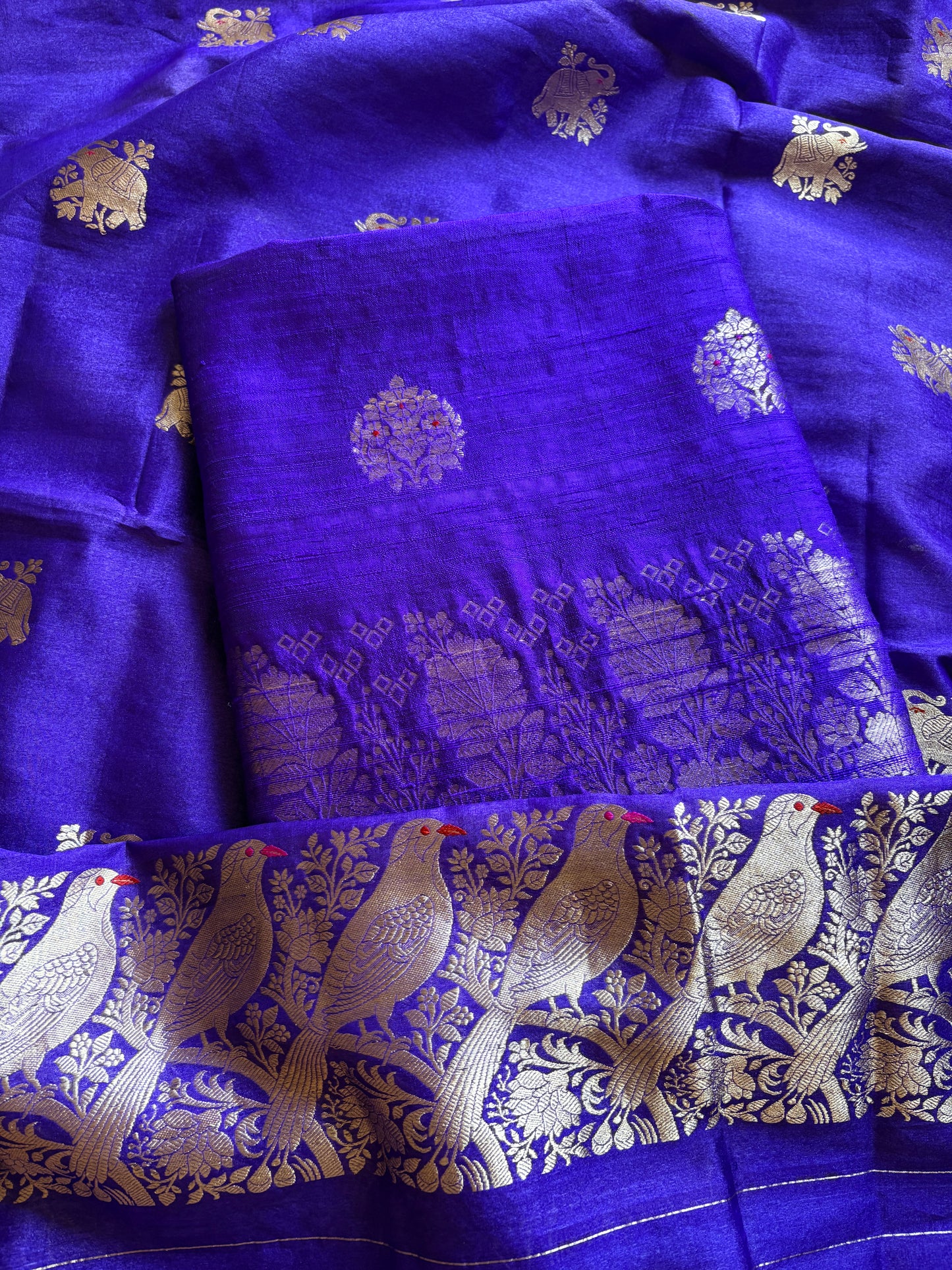 Purple raw silk kurta, bottom and kora kadhwa dupatta