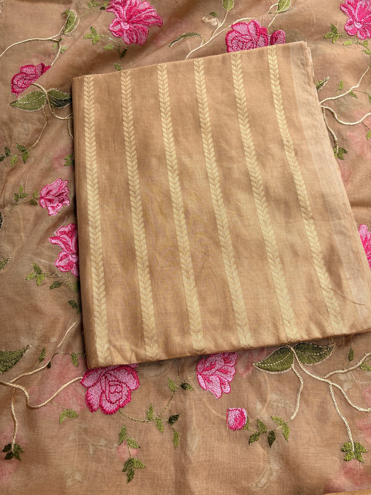 Beige premium Banarasi suit set