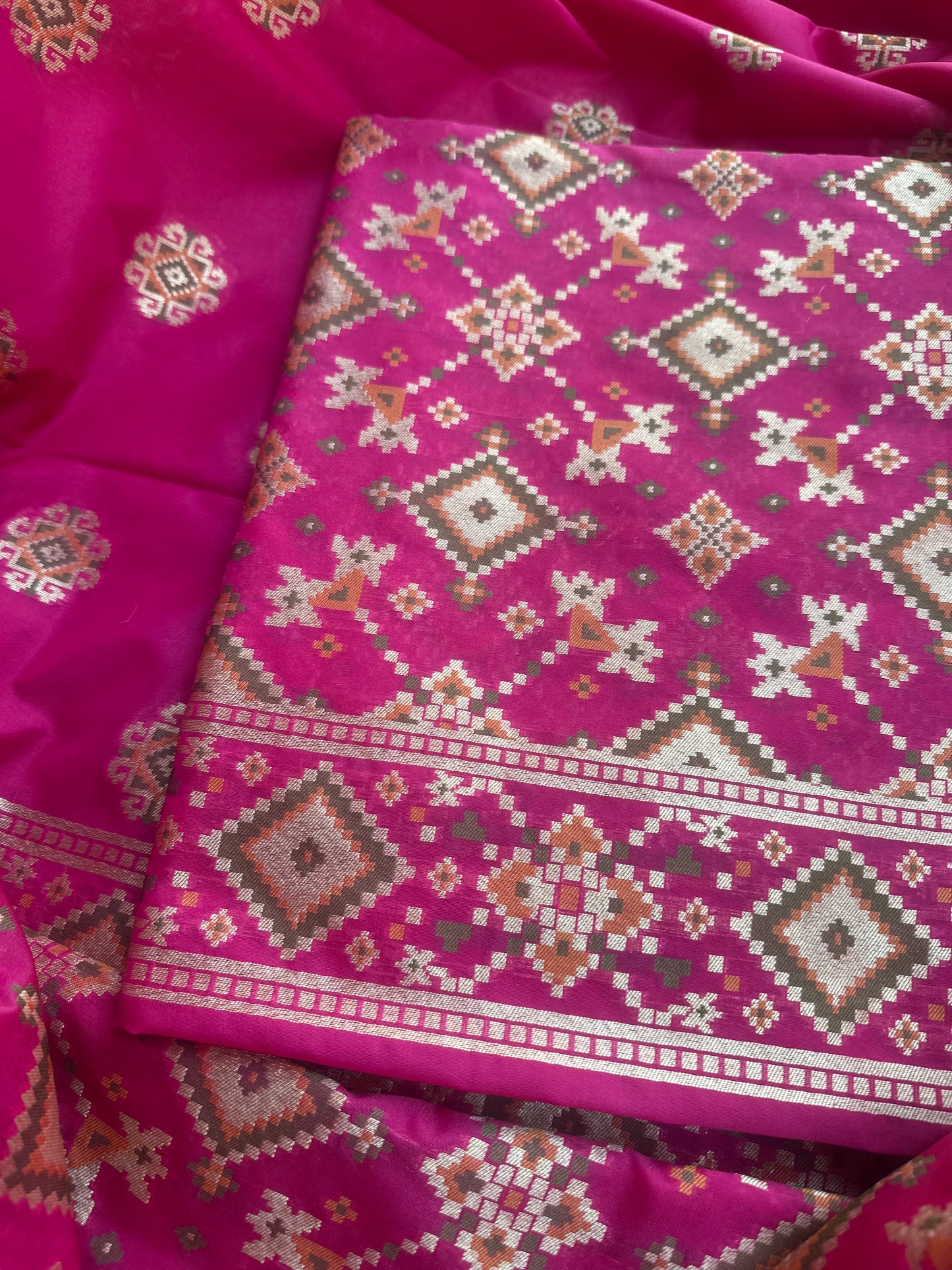 Pink Gharchola chiniya silk 3 piece suit set